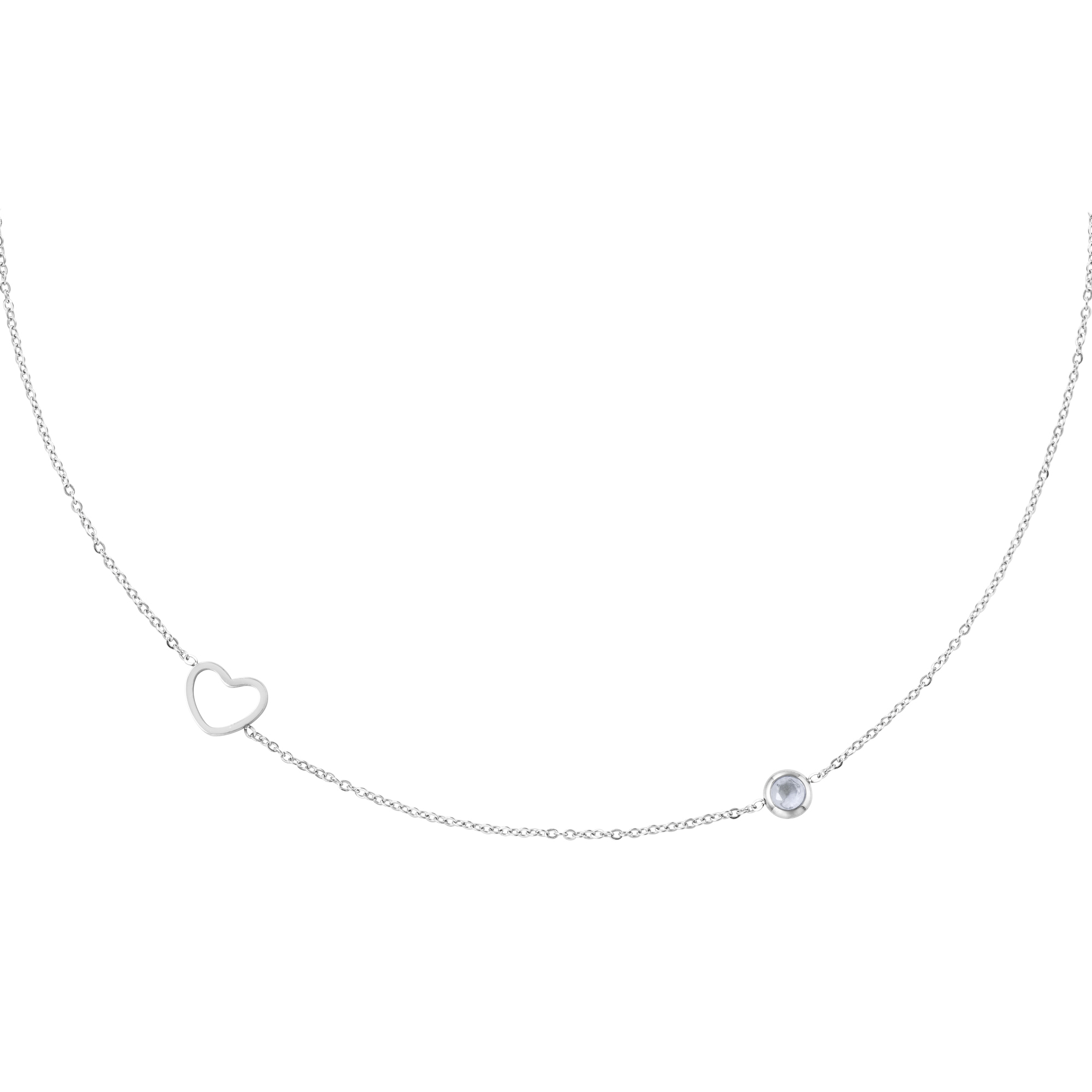 Levně SYLVIENE Náhrdelník choker Birthstone Silver Měsíc narození: Červen - Zirkon Měsíční kámen