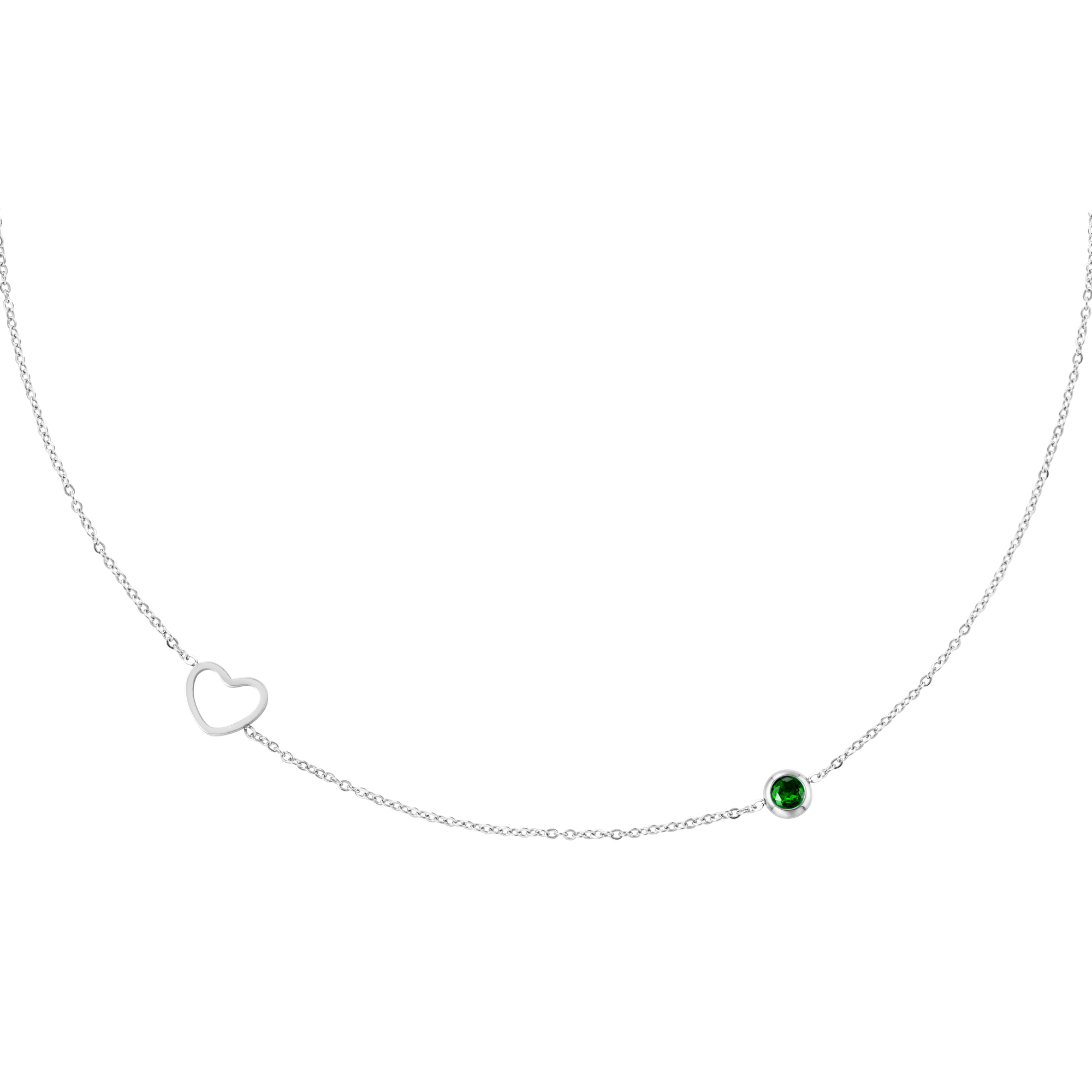 Levně SYLVIENE Náhrdelník choker Birthstone Silver Měsíc narození: Květen - Zirkon Smaragd