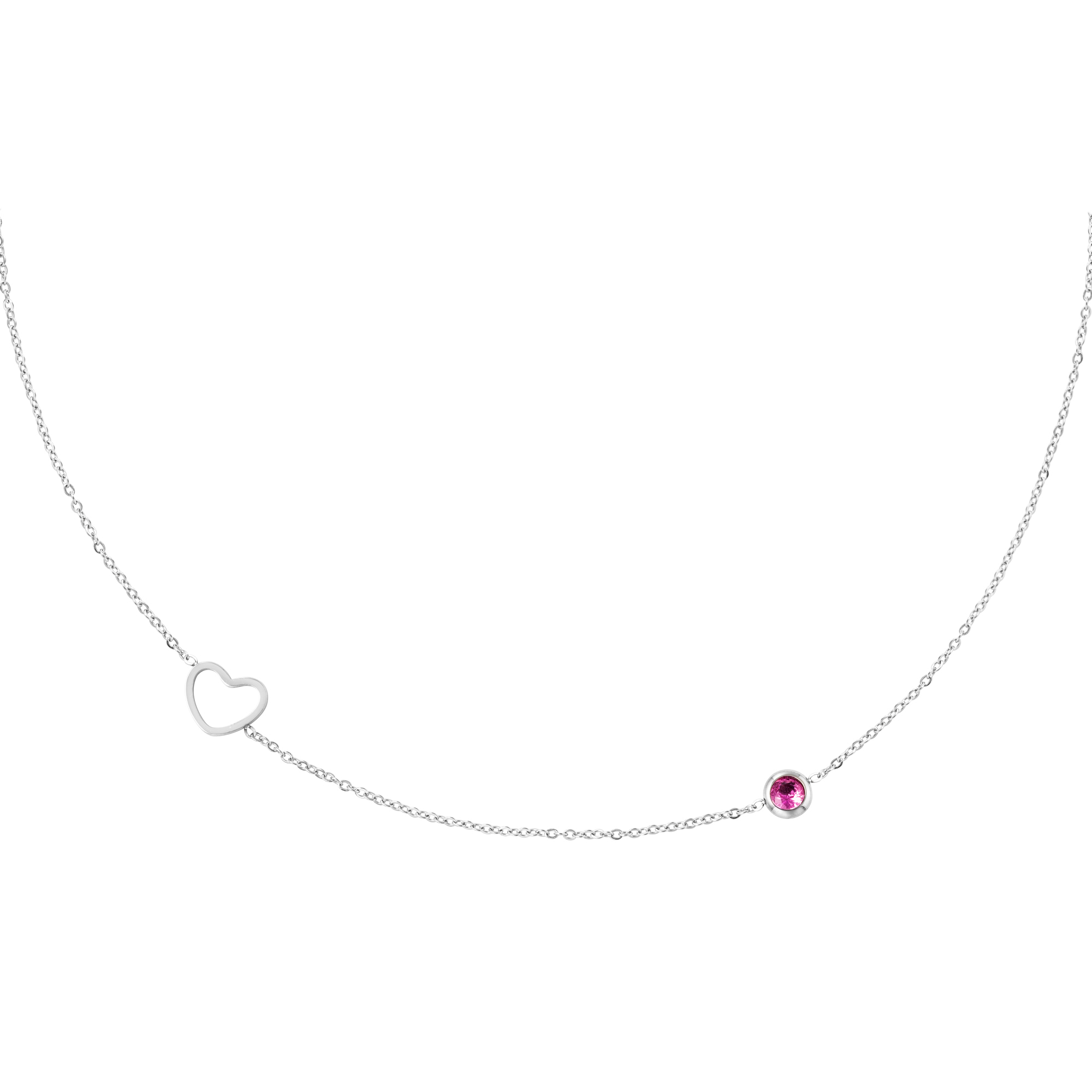 Levně SYLVIENE Náhrdelník choker Birthstone Silver Měsíc narození: Červenec - Zirkon Rubín