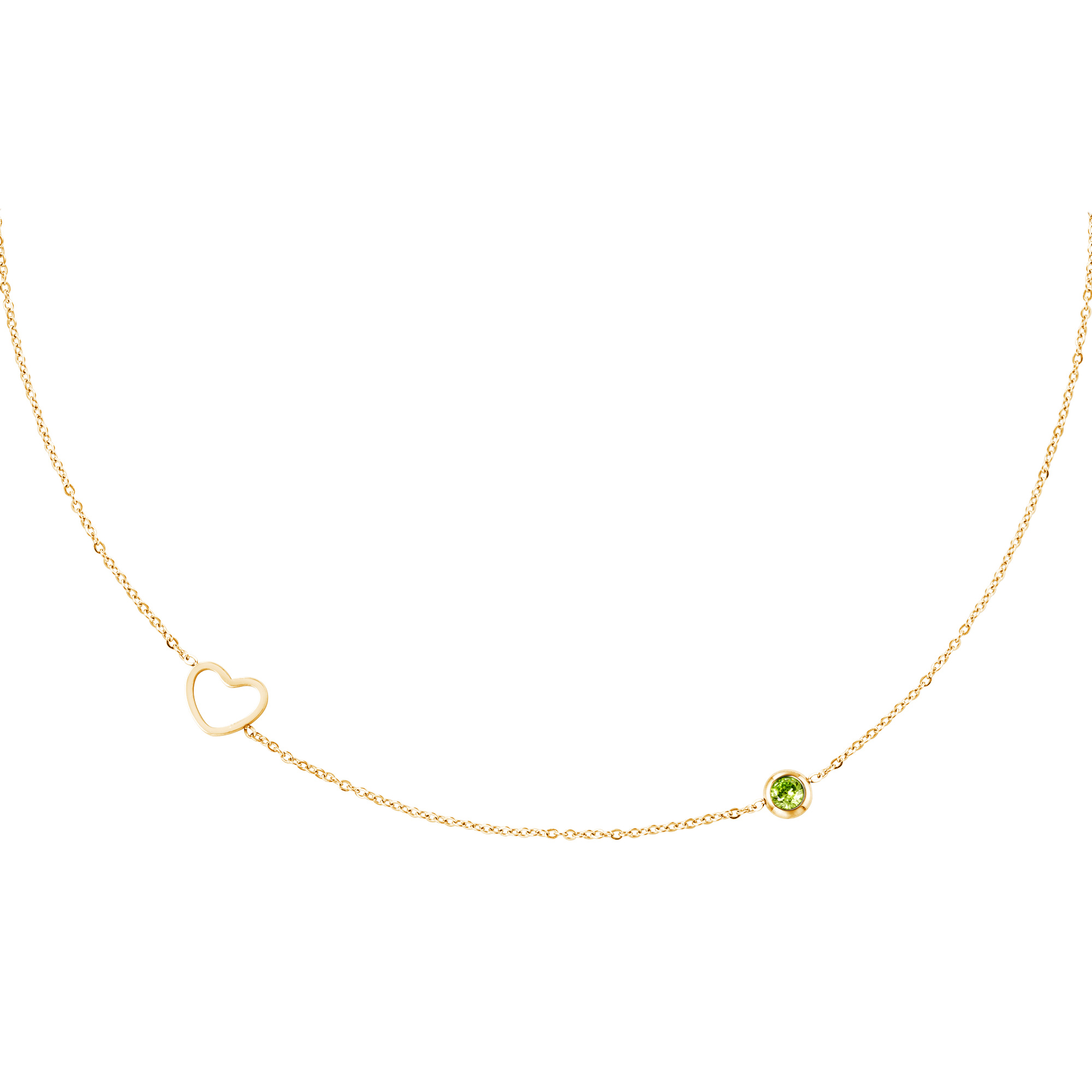 Levně SYLVIENE Náhrdelník choker Birthstone Gold Měsíc narození: Srpen - Zirkon Olivín