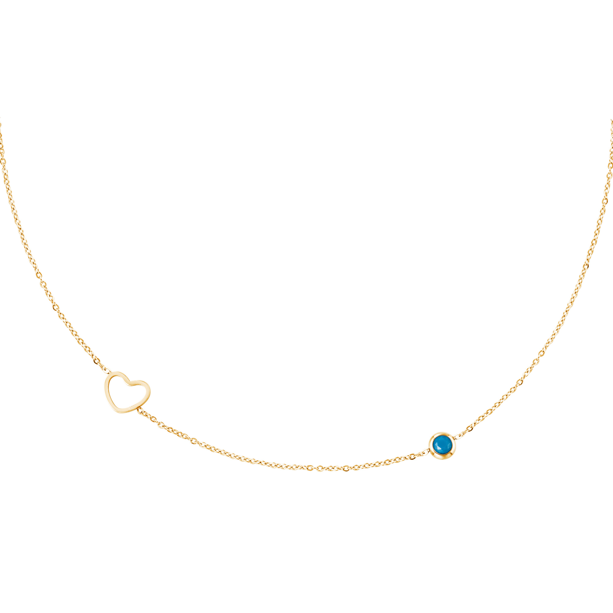 Levně SYLVIENE Náhrdelník choker Birthstone Gold Měsíc narození: Prosinec - Zirkon Tyrkys