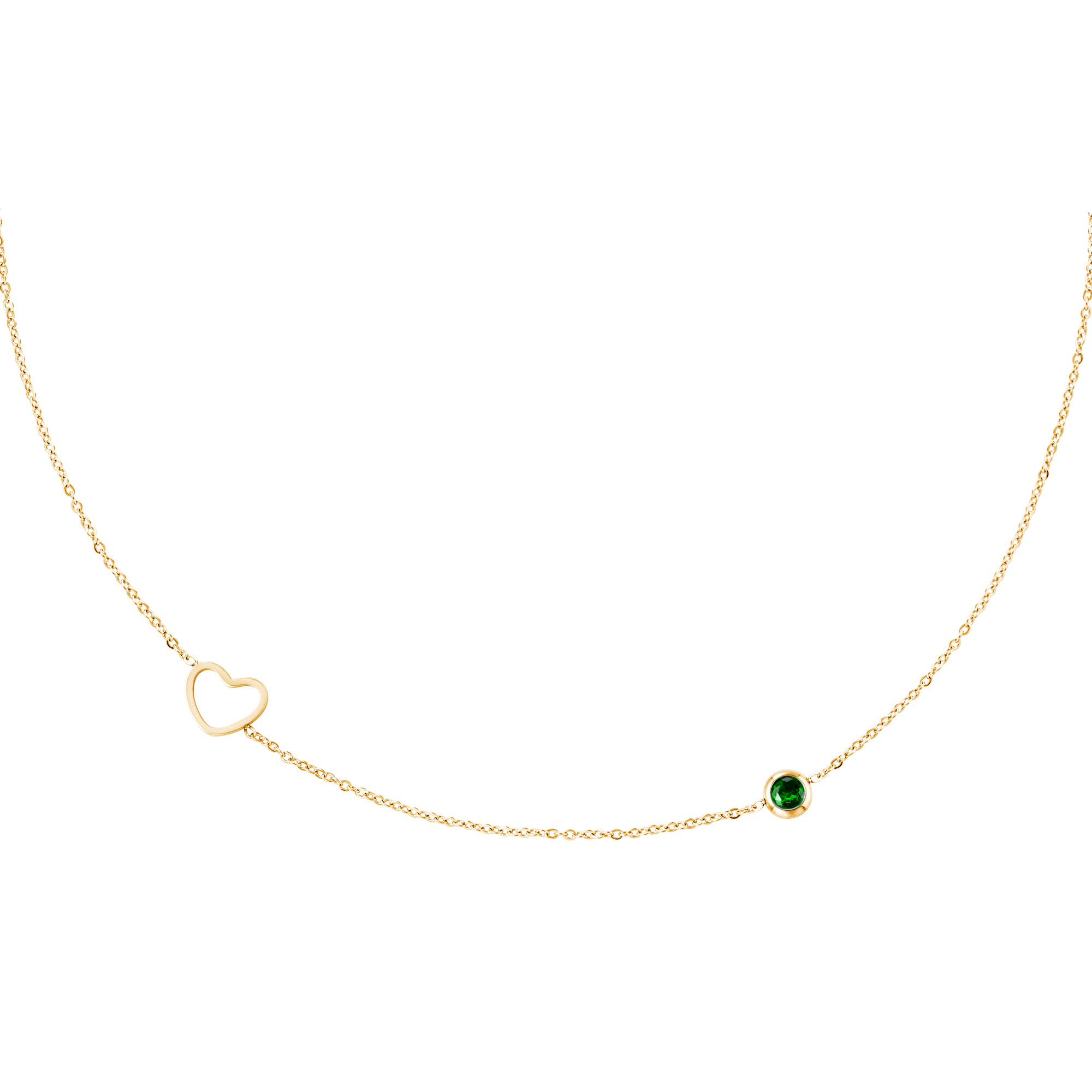 Levně SYLVIENE Náhrdelník choker Birthstone Gold Měsíc narození: Květen - Zirkon Smaragd