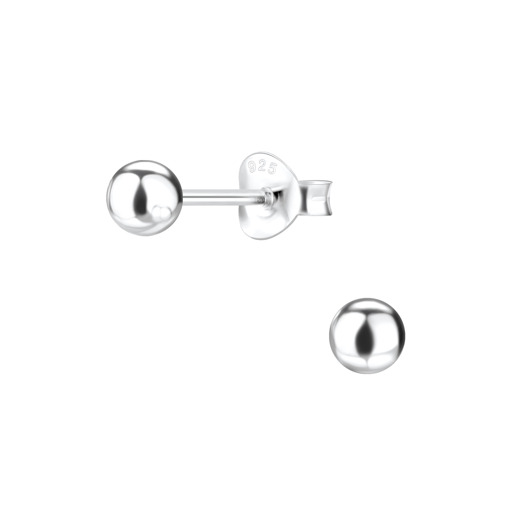 Levně SYLVIENE Stříbrné náušnice Ball 4 mm Ag 925/1000