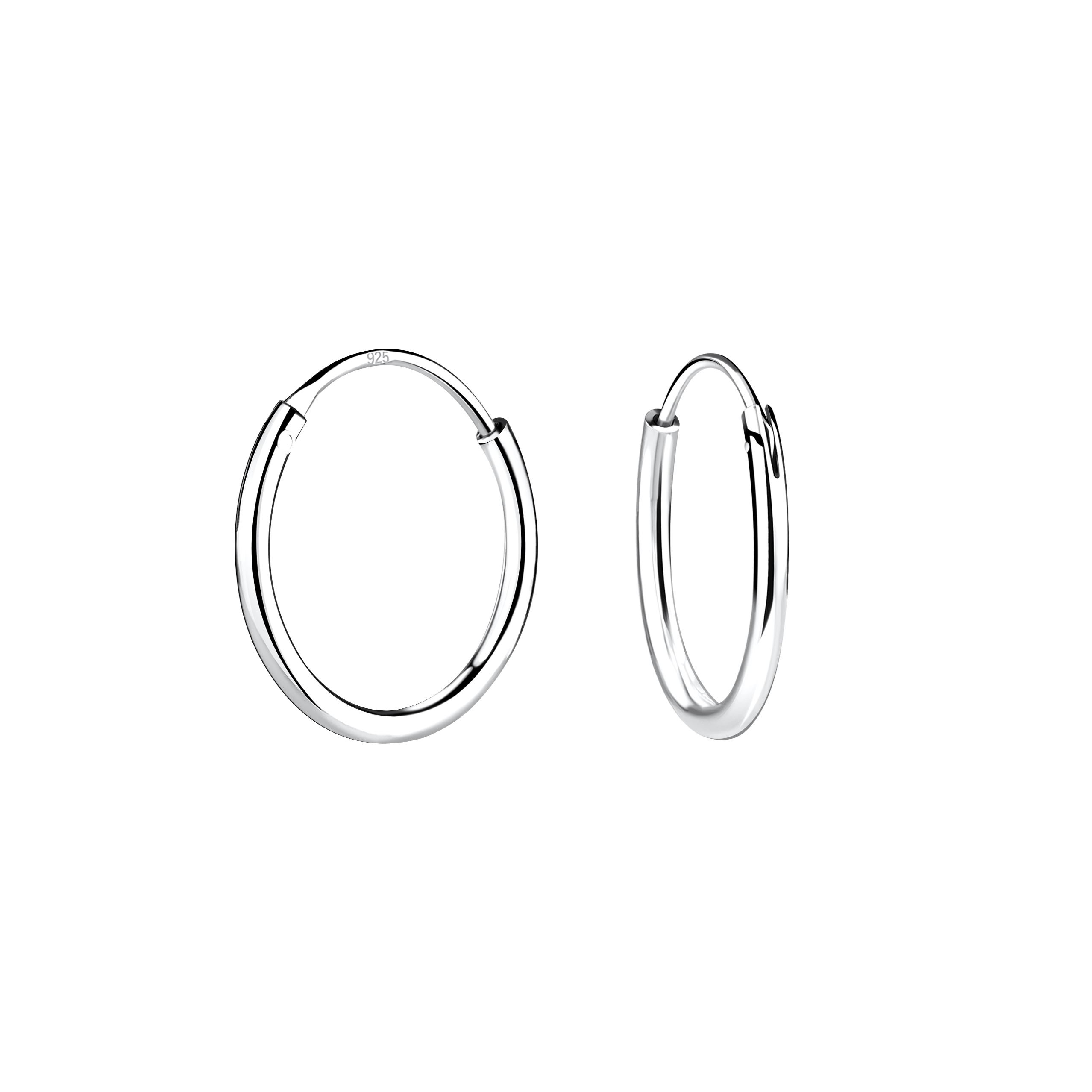 Levně SYLVIENE Stříbrné náušnice kruhy Thin 12 mm Ag 925/1000