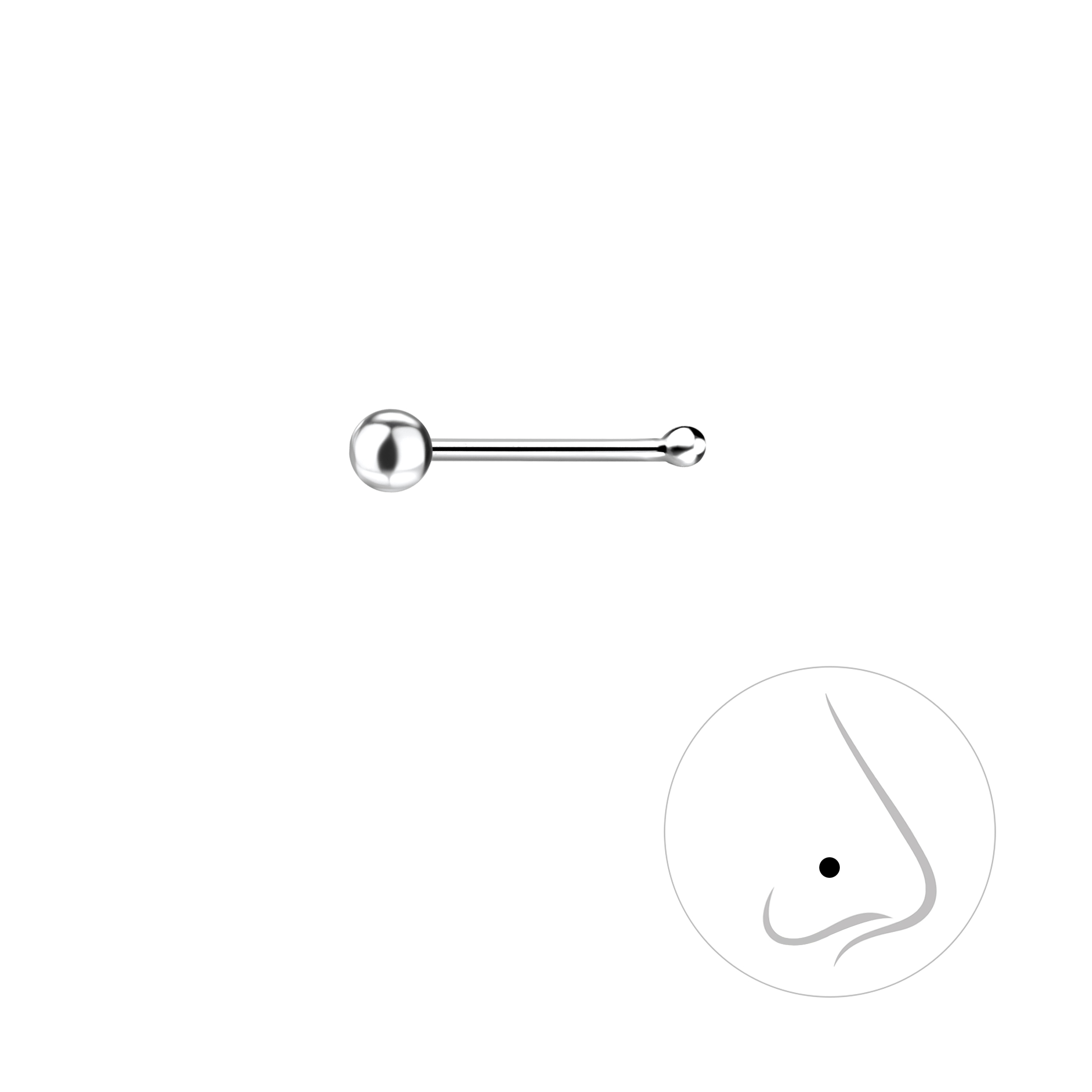 Levně SYLVIENE Stříbrný piercing Ball s kuličkou 2 mm Ag 925/1000