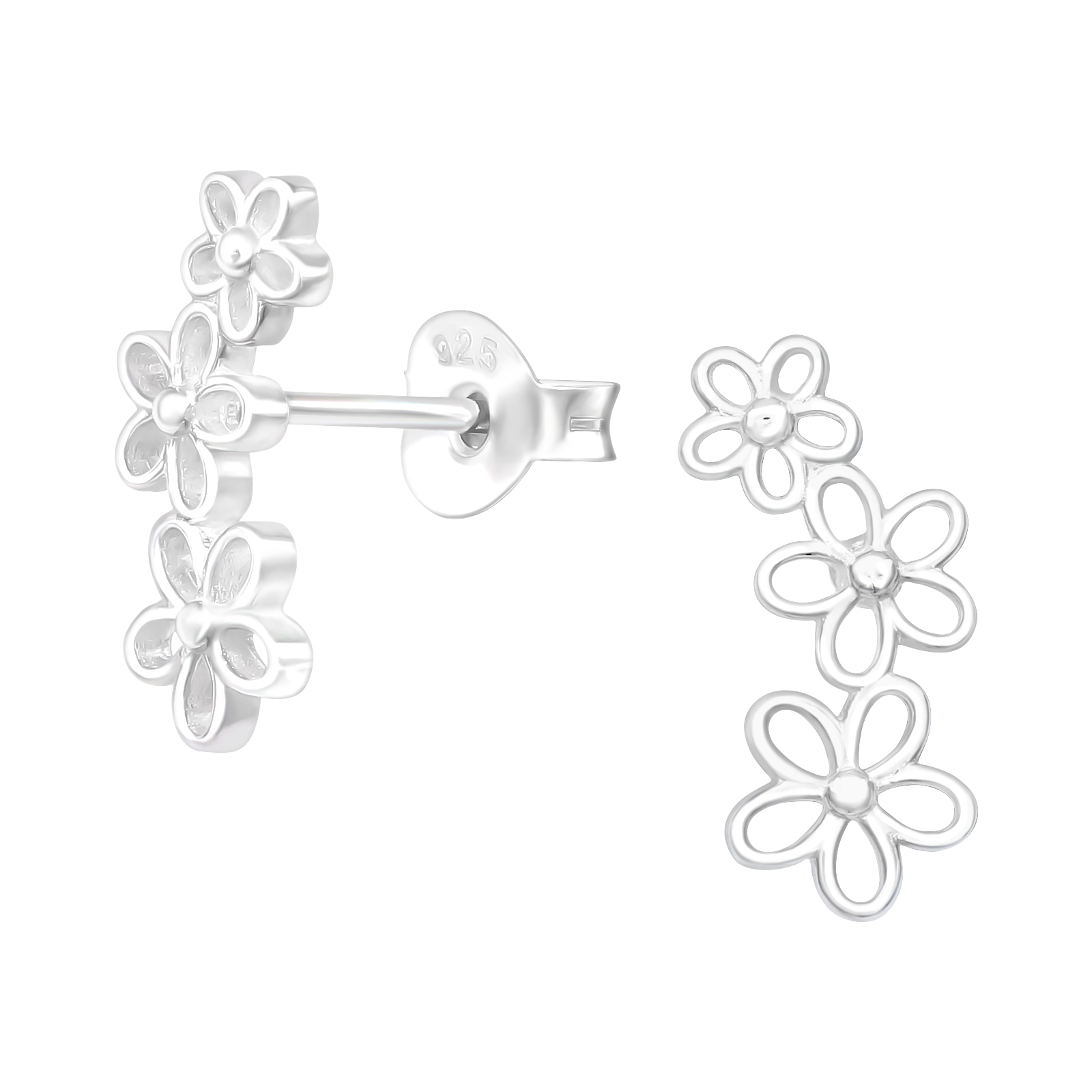 Levně SYLVIENE Stříbrné náušnice Flowers Ag 925/1000