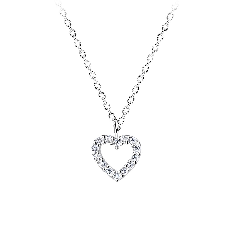 Levně SYLVIENE Stříbrný náhrdelník Heart se Zirkony Ag 925/1000