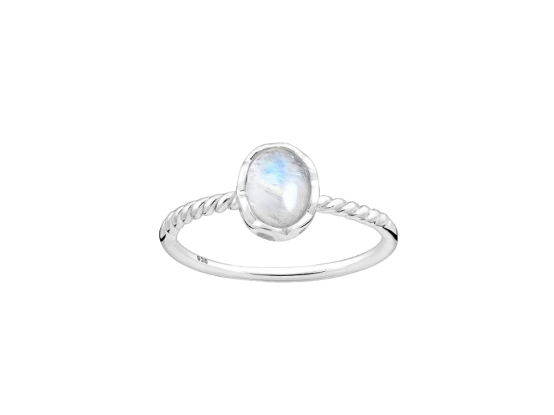 Levně SYLVIENE Stříbrný prsten Rainbow Moonstone Twisted Velikost: 9/60 Ag 925/1000