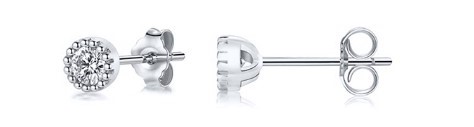 Levně SYLVIENE Stříbrná náušnice MIA 1 ks Velikost zirkonu: 4 mm Ag 925/1000