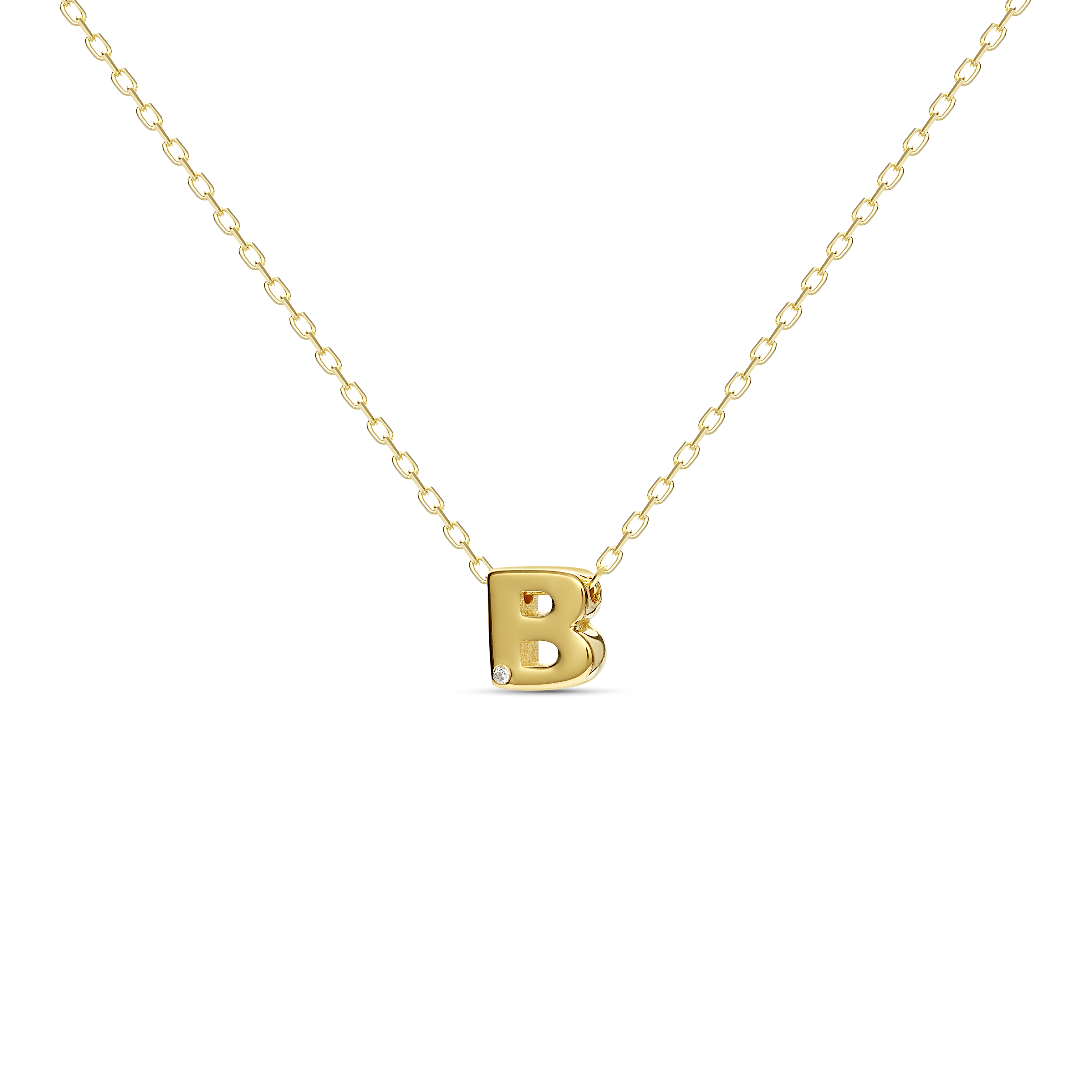 Levně MOSUO Pozlacený náhrdelník Letter "B" s diamantem Ag 925/1000
