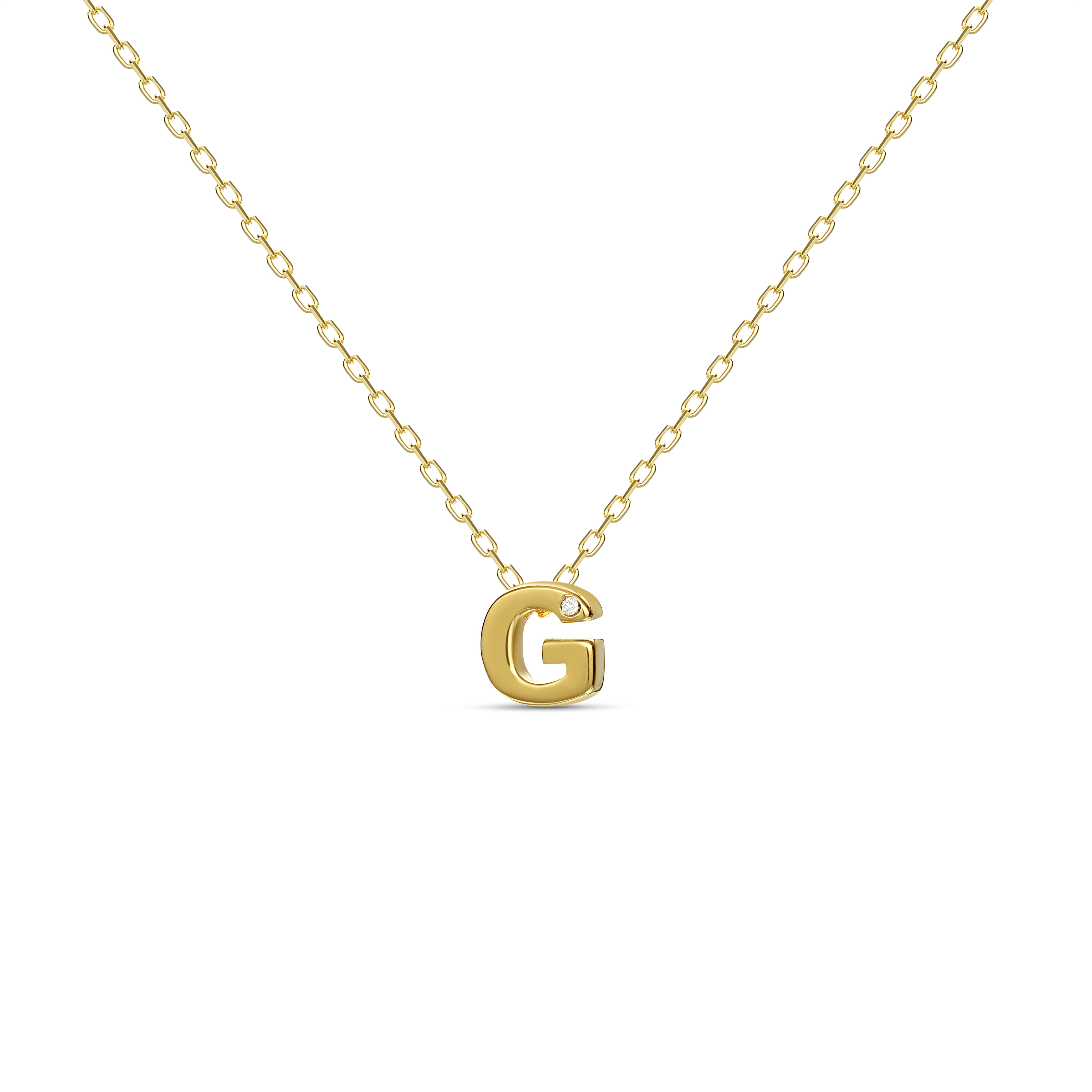 Levně MOSUO Pozlacený náhrdelník Letter "G" s diamantem Ag 925/1000