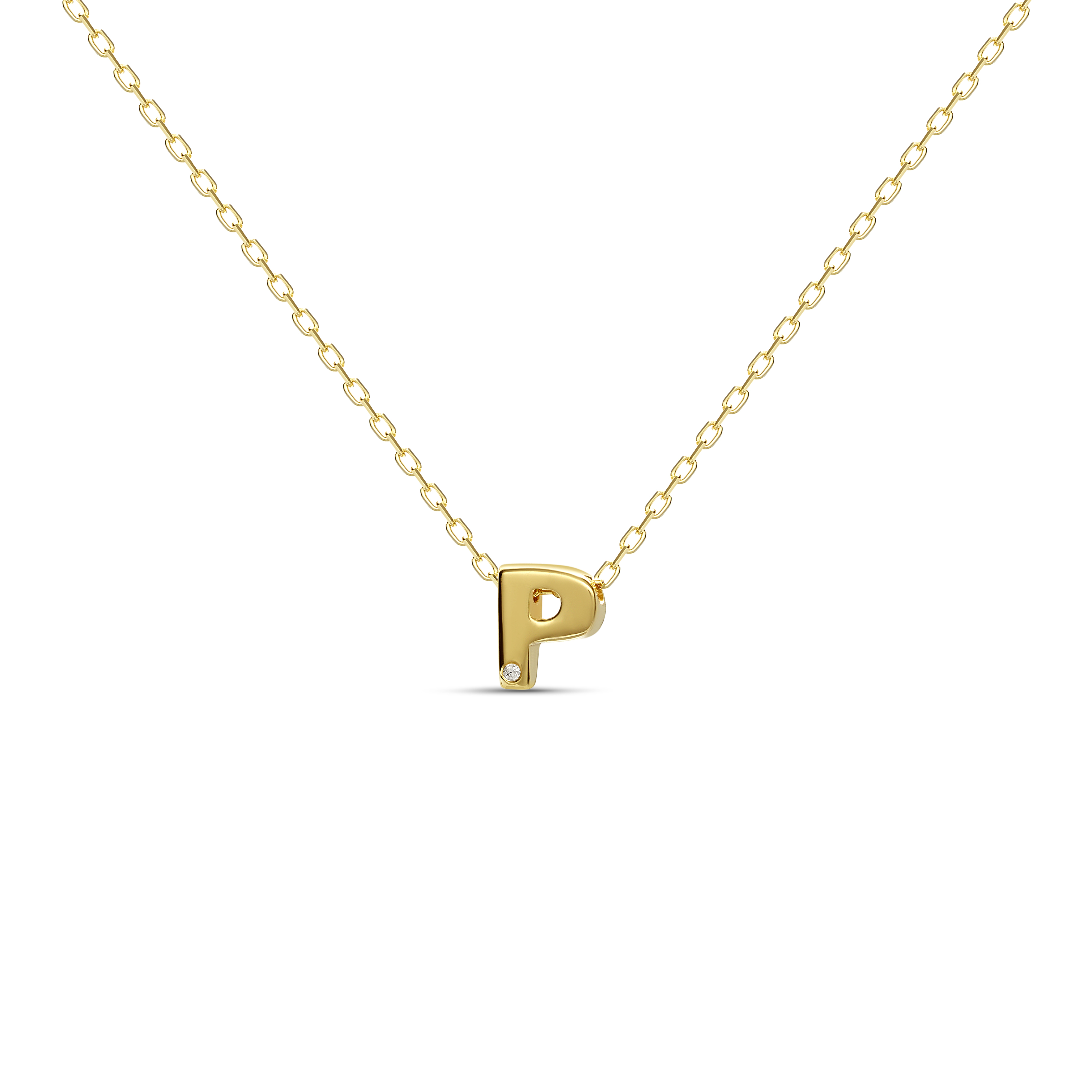 Levně MOSUO Pozlacený náhrdelník Letter "P" s diamantem Ag 925/1000