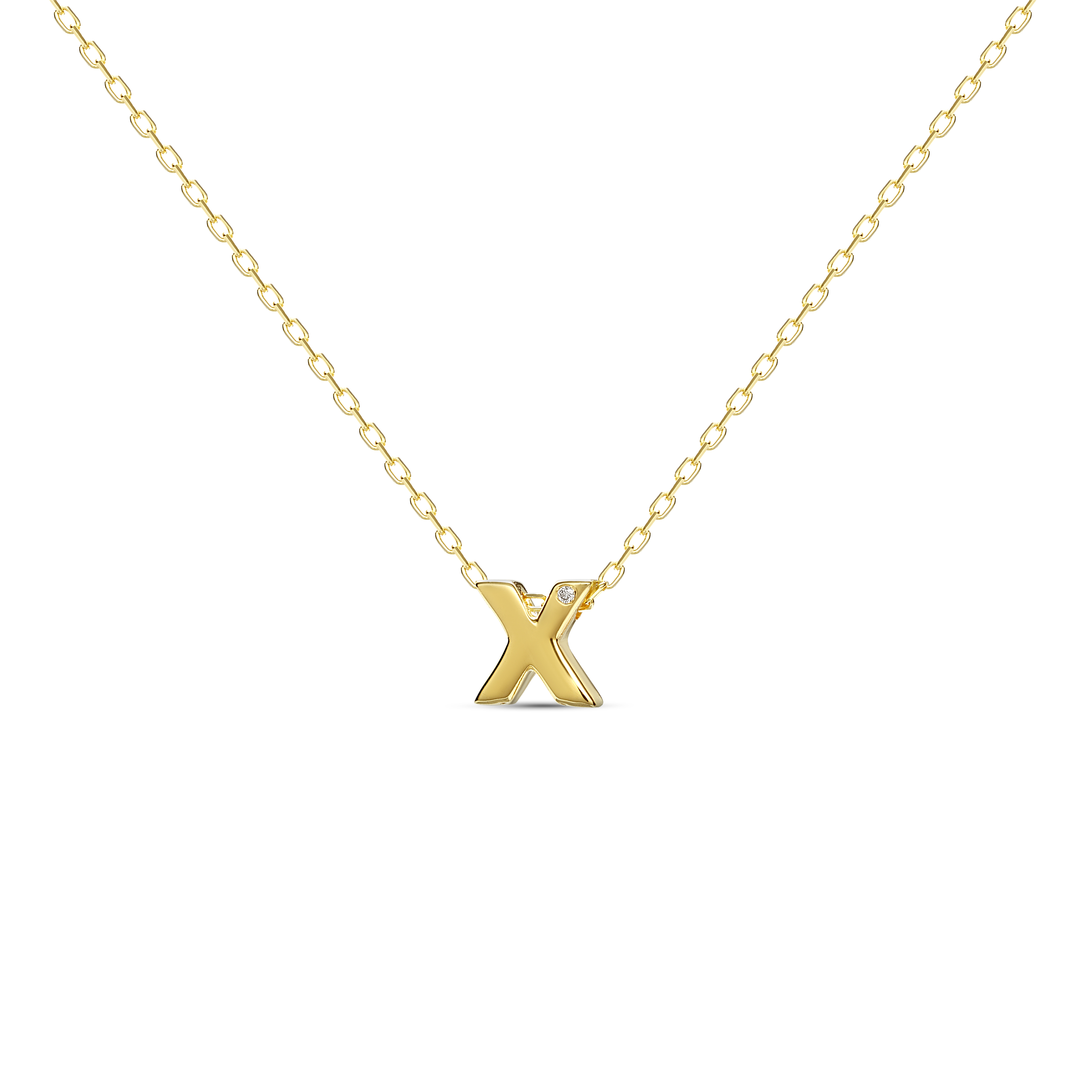 Levně MOSUO Pozlacený náhrdelník Letter "X" s diamantem Ag 925/1000