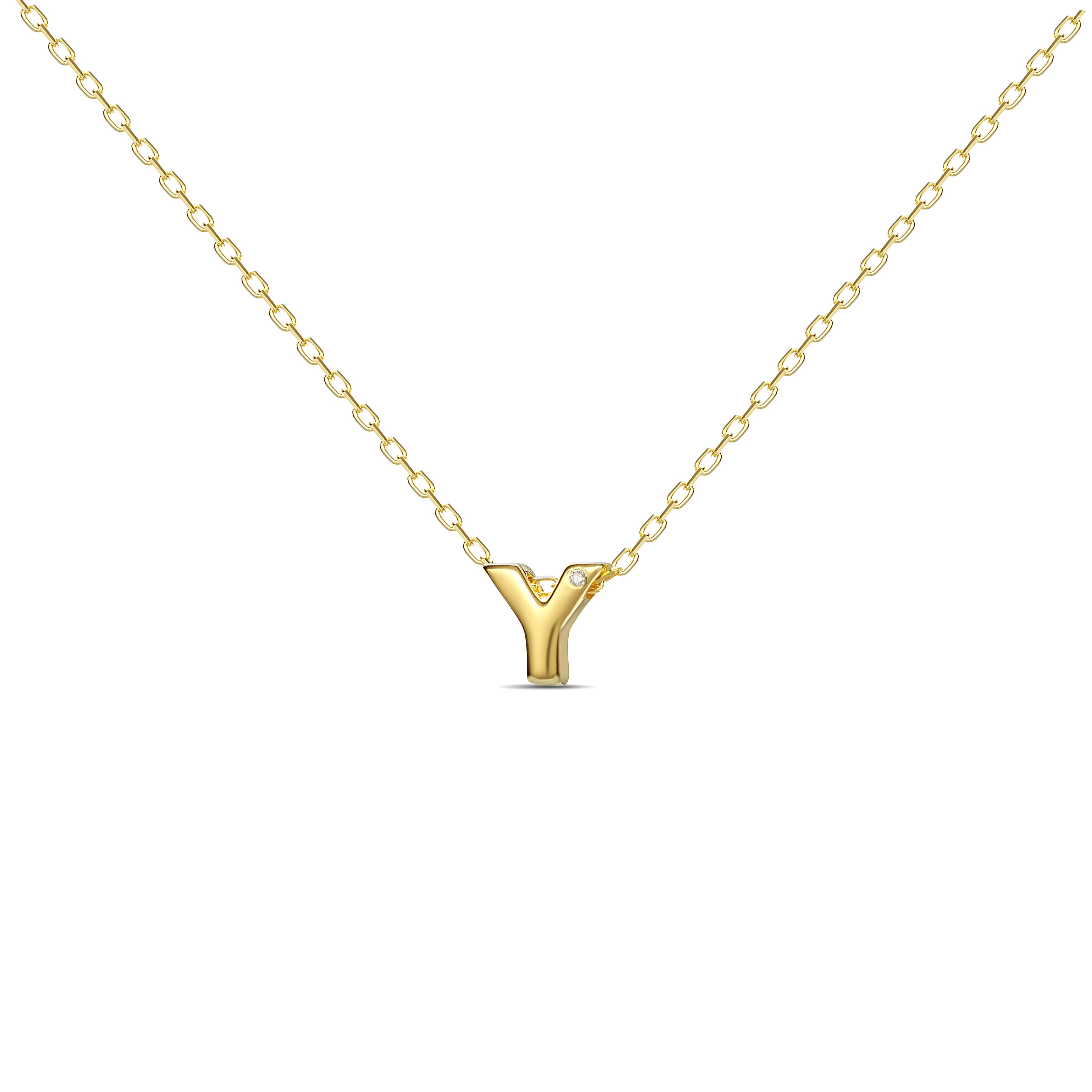 Levně MOSUO Pozlacený náhrdelník Letter "Y" s diamantem Ag 925/1000