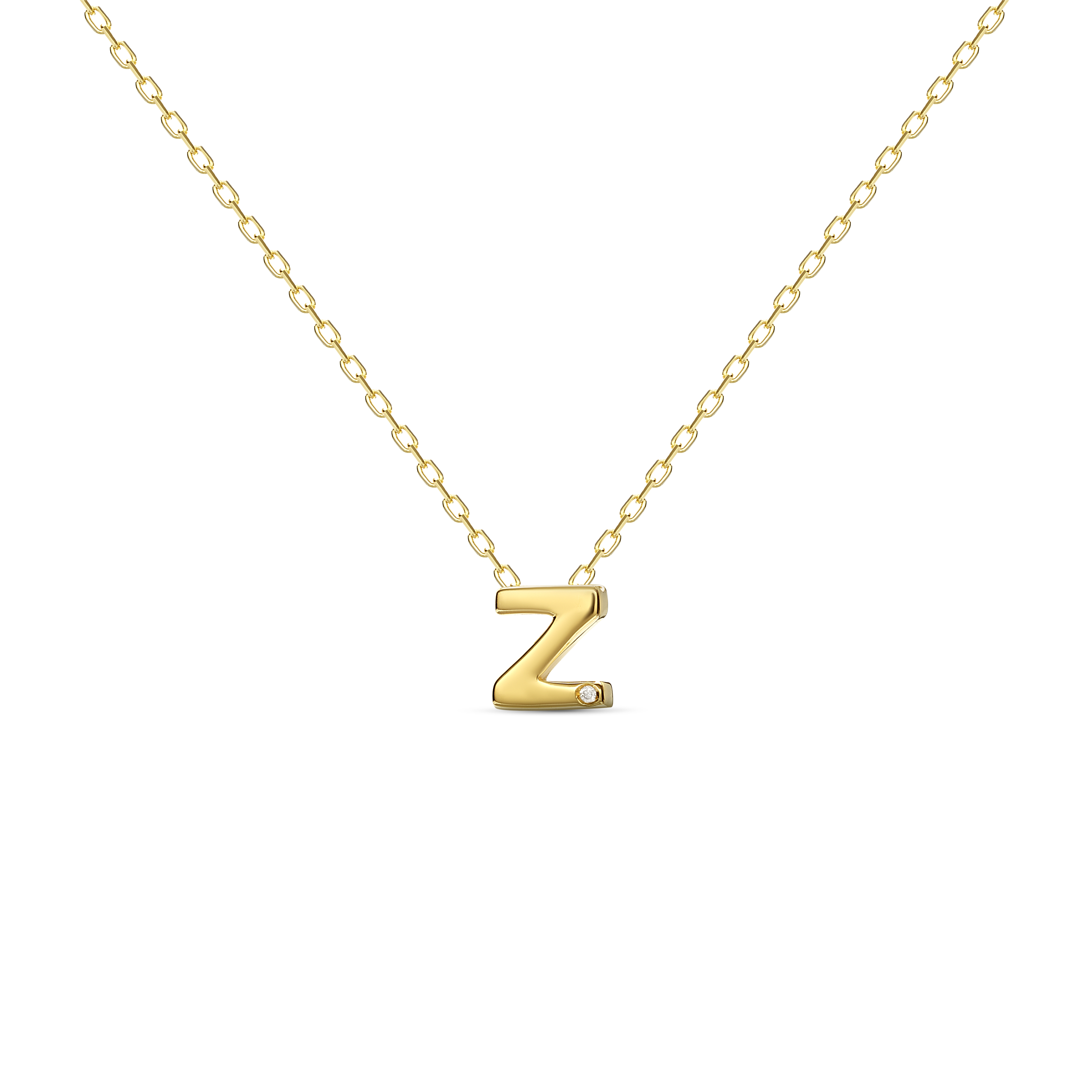 Levně MOSUO Pozlacený náhrdelník Letter "Z" s diamantem Ag 925/1000