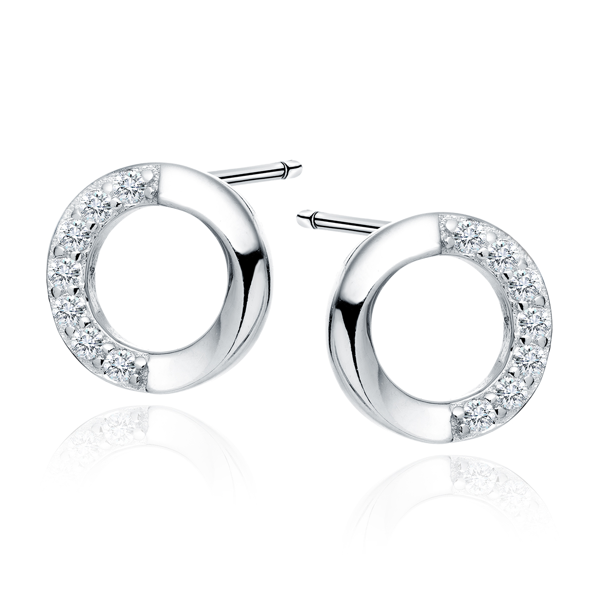 SYLVIENE Stříbrné náušnice CIRCLE ZIRKON 8 mm