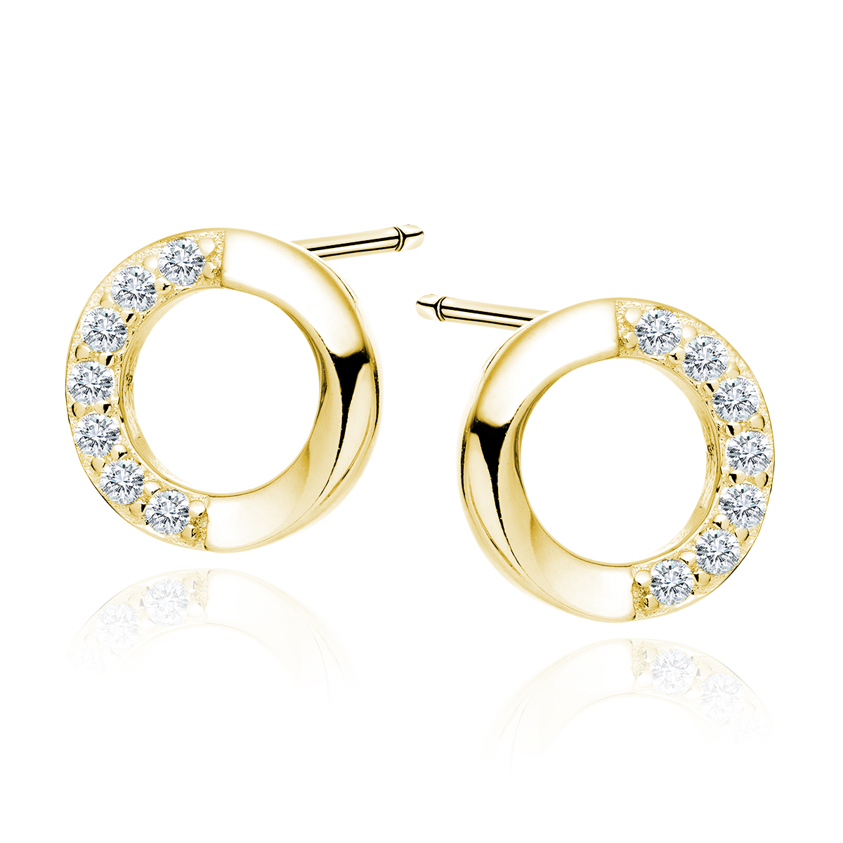 SYLVIENE Pozlacené náušnice CIRCLE ZIRKON 8 mm