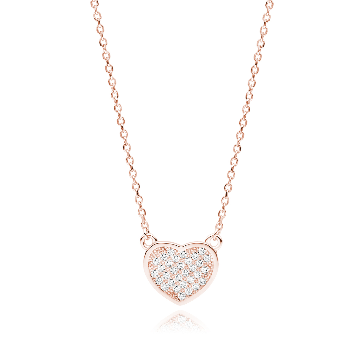 Levně SYLVIENE Rose Gold náhrdelník SRDCE 11x13 mm se Zirkony Ag 925/1000