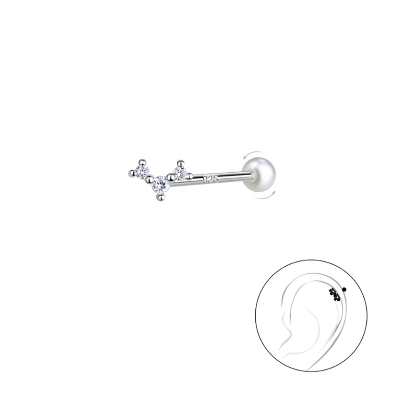 Levně SYLVIENE Stříbrný piercing ROCKIE Délka: 6 mm, Průměr/Tloušťka: 0,8 mm Ag 925/1000