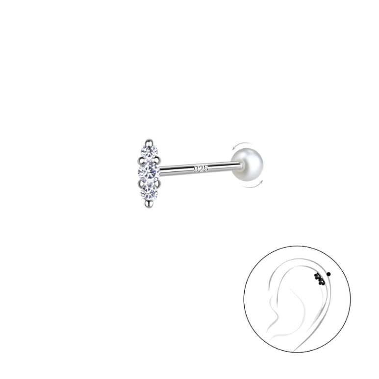 Levně SYLVIENE Stříbrný piercing ERIN Délka: 6 mm, Průměr/Tloušťka: 0,8 mm Ag 925/1000