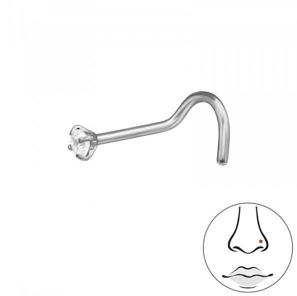Levně SYLVIENE Titanový piercing do nosu s krystalem 2 mm