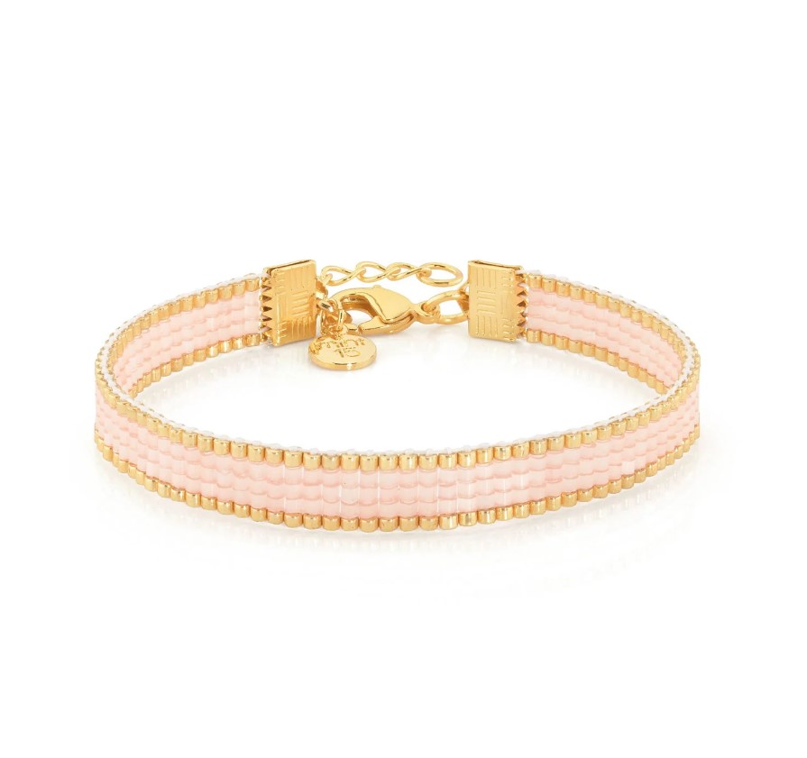 Levně Mint15 Tkaný Miyuki náramek Silk Satin Peach Rose Gold