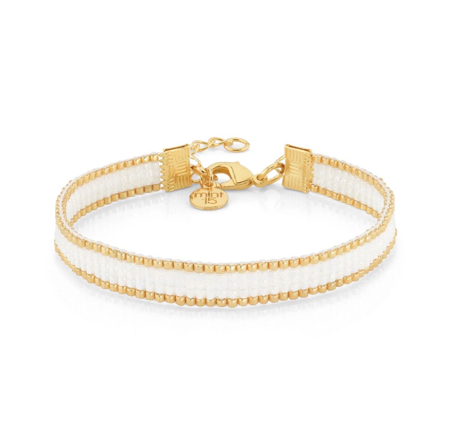 Levně Mint15 Tkaný Miyuki náramek Simplicity White Gold