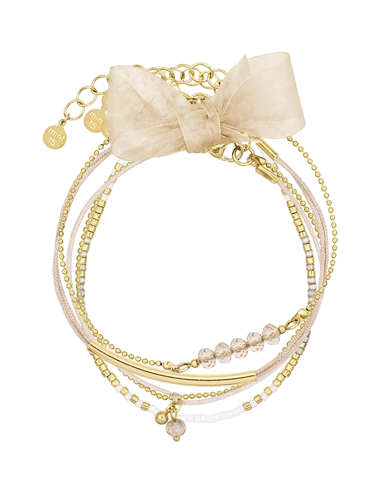 Levně Mint15 Set náramků WHITE & NATURAL Gold