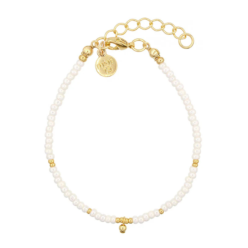 Levně Mint15 Miyuki náramek LITTLE BEADS Pearl Shine Gold