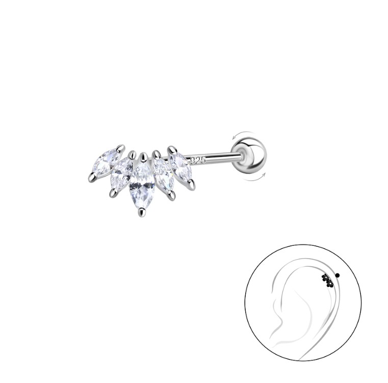 Levně SYLVIENE Stříbrný piercing LEAF Ag 925/1000