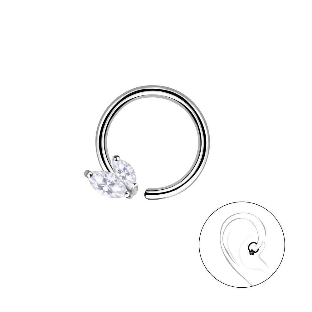 Levně Sylv Stříbrný rozevírací piercing LEA 1.2 x 11 mm Ag 925/1000