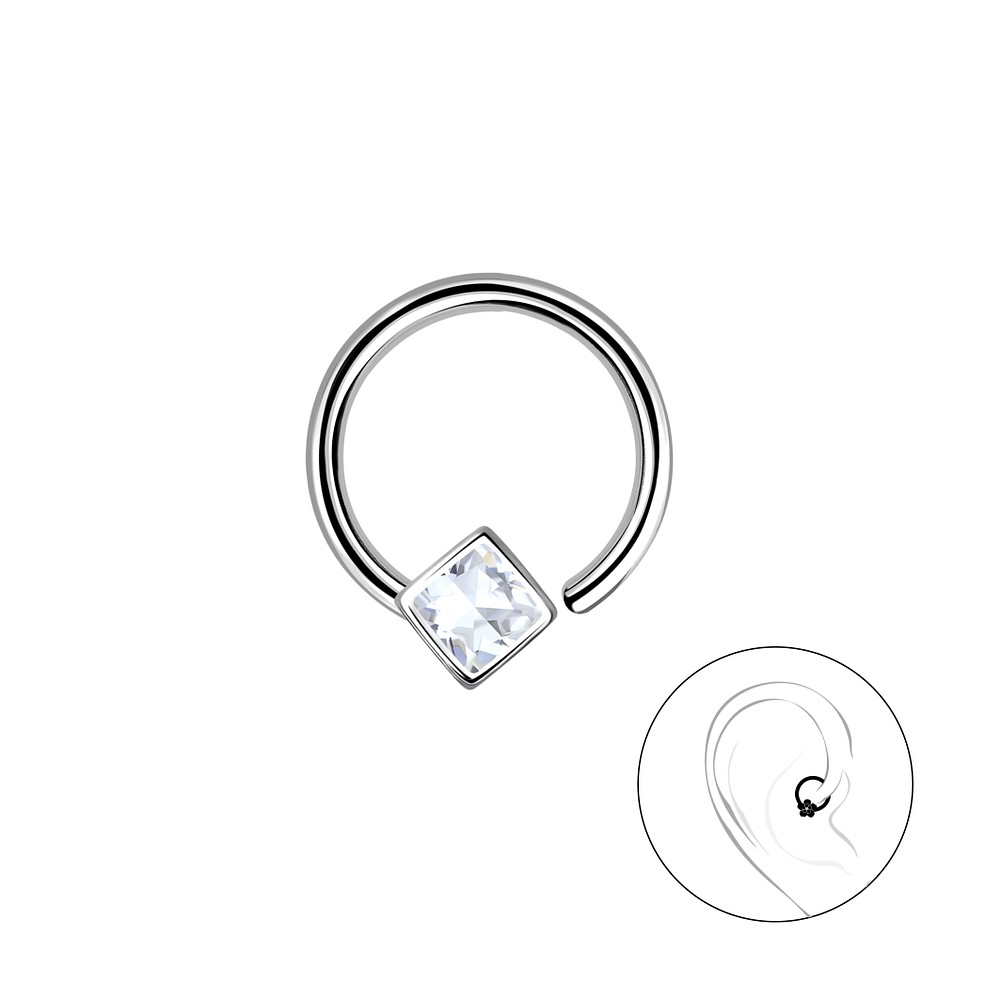 Levně Sylv Stříbrný rozevírací piercing SQUARE 1.2 x 11 mm Ag 925/1000