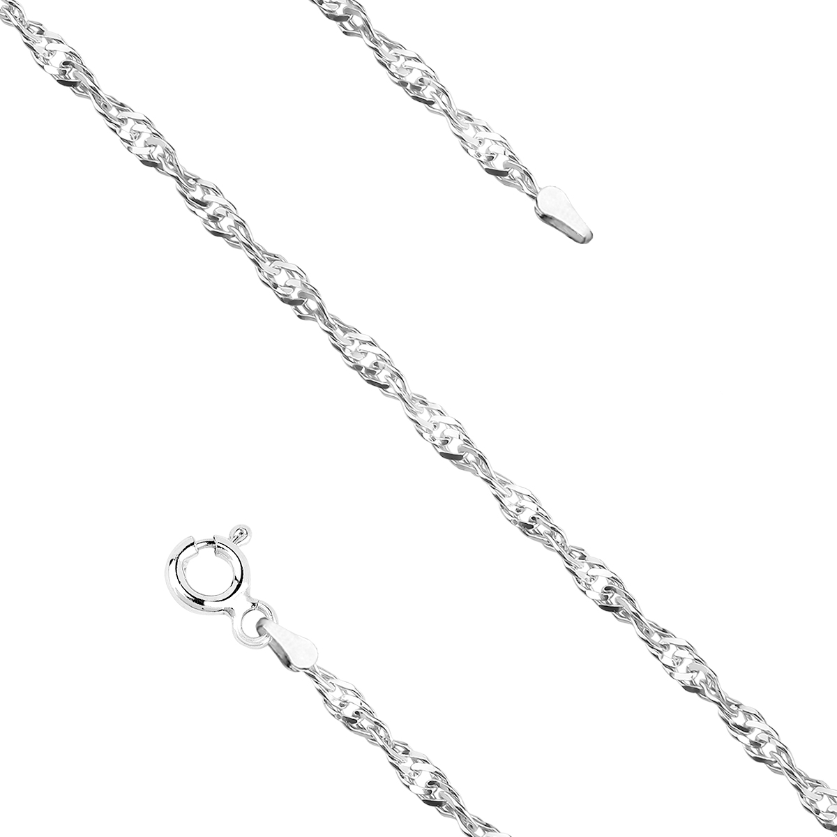 Levně SYLVIENE Stříbrný náramek Singapur 2 mm Délka řetízku: 18cm Ag 925/1000