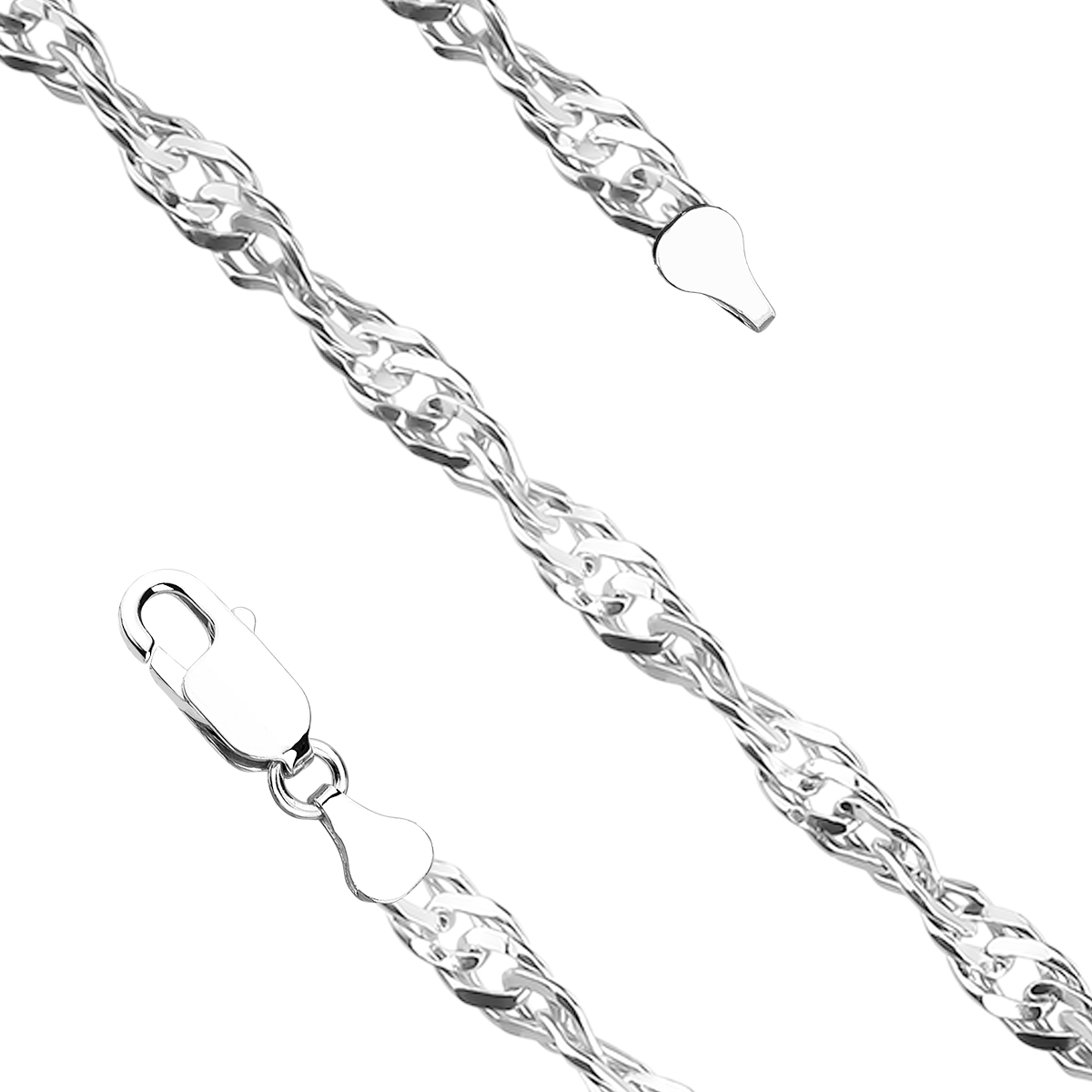 Levně SYLVIENE Stříbrný náramek Singapur 4 mm Délka řetízku: 18cm Ag 925/1000