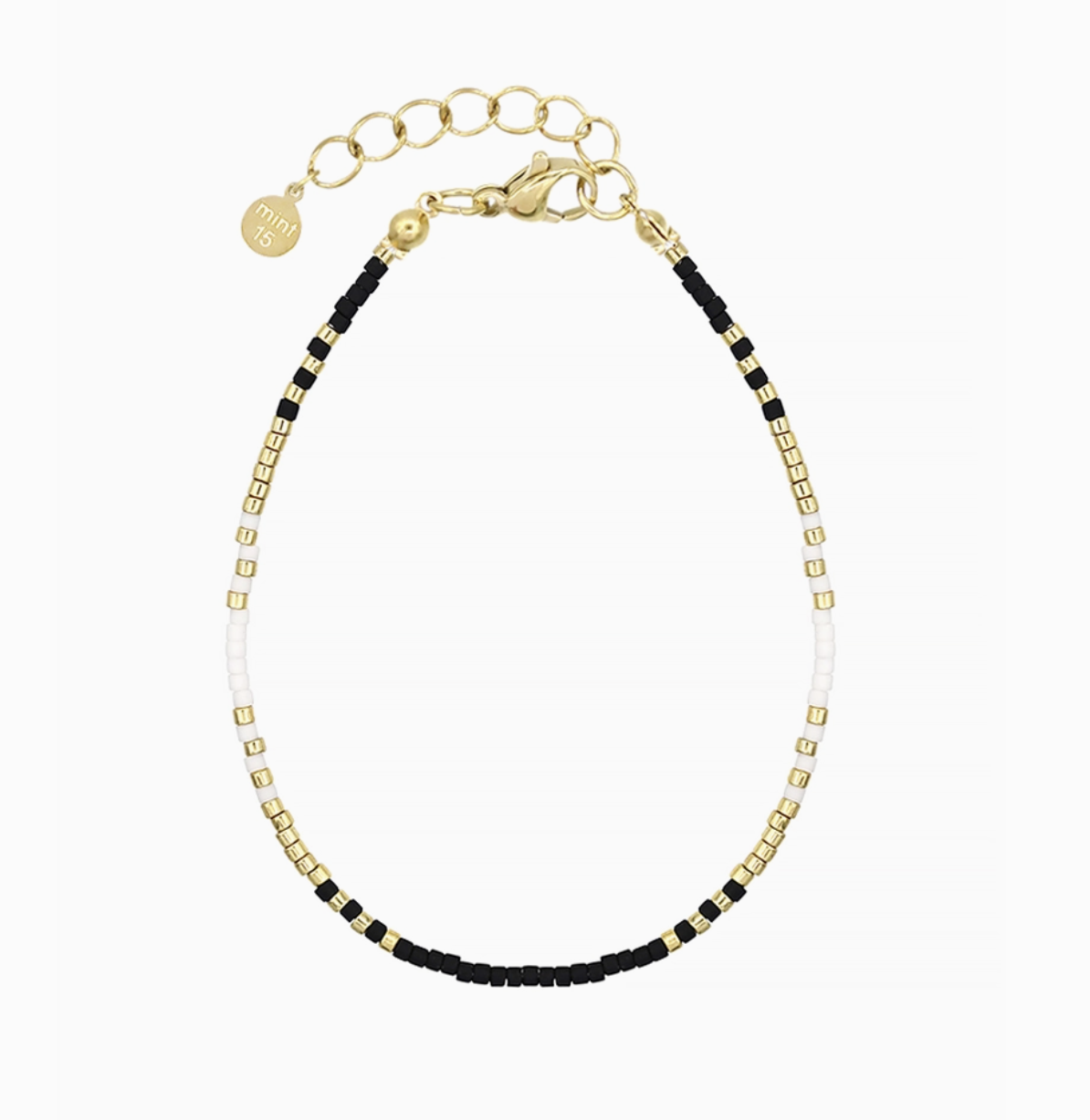 Levně Mint15 Miyuki náramek Delicate Black & White Gold