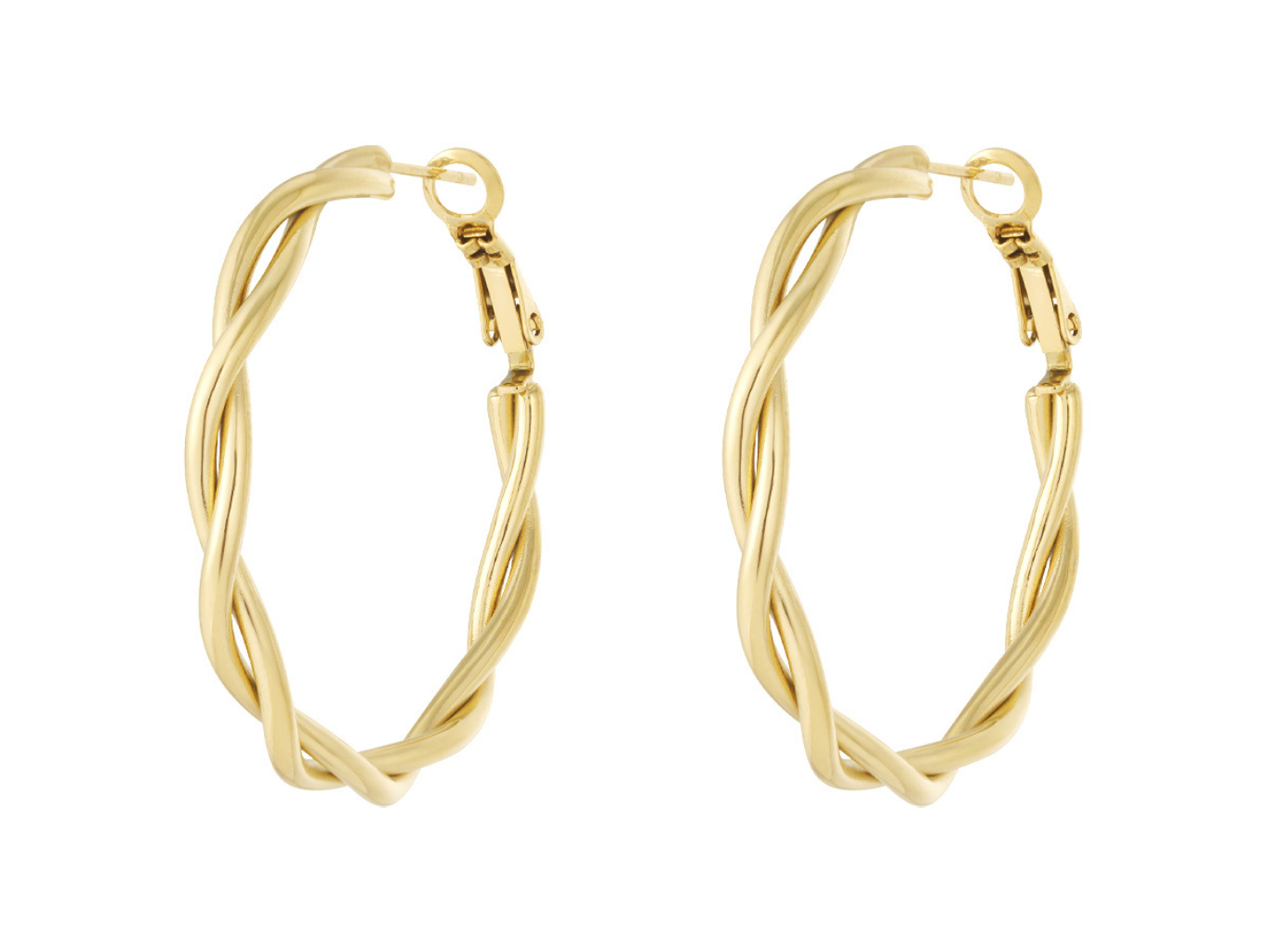 Levně SYLVIENE Náušnice kruhy TWISTED Gold 4 cm