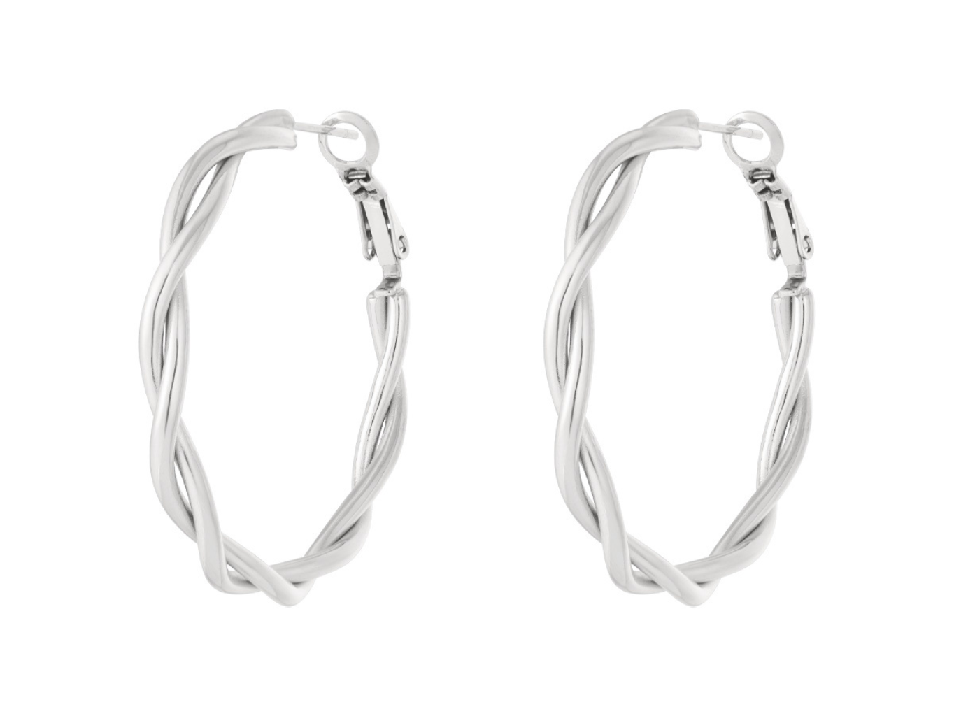 Levně SYLVIENE Náušnice kruhy TWISTED Silver 4 cm