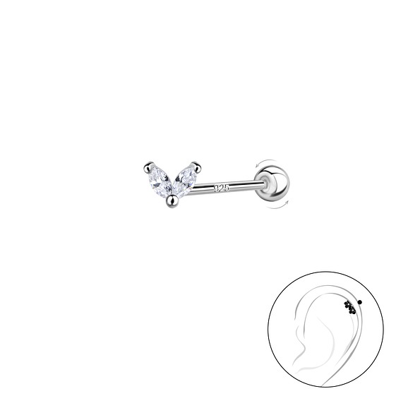 Levně SYLVIENE Stříbrný piercing ALI Délka: 6 mm, Průměr/Tloušťka: 0,8 mm Ag 925/1000