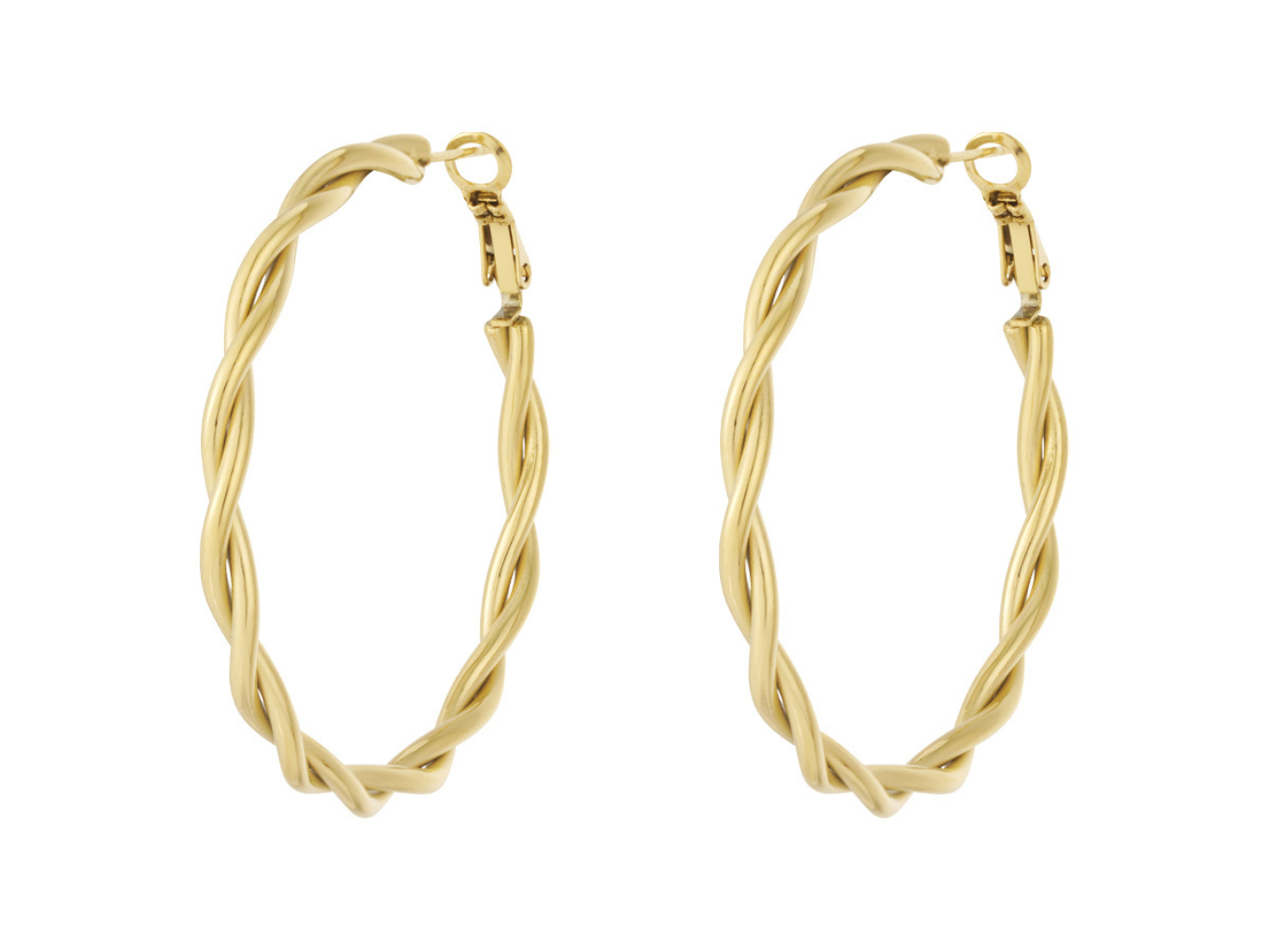 Levně SYLVIENE Náušnice kruhy TWISTED Gold 5 cm