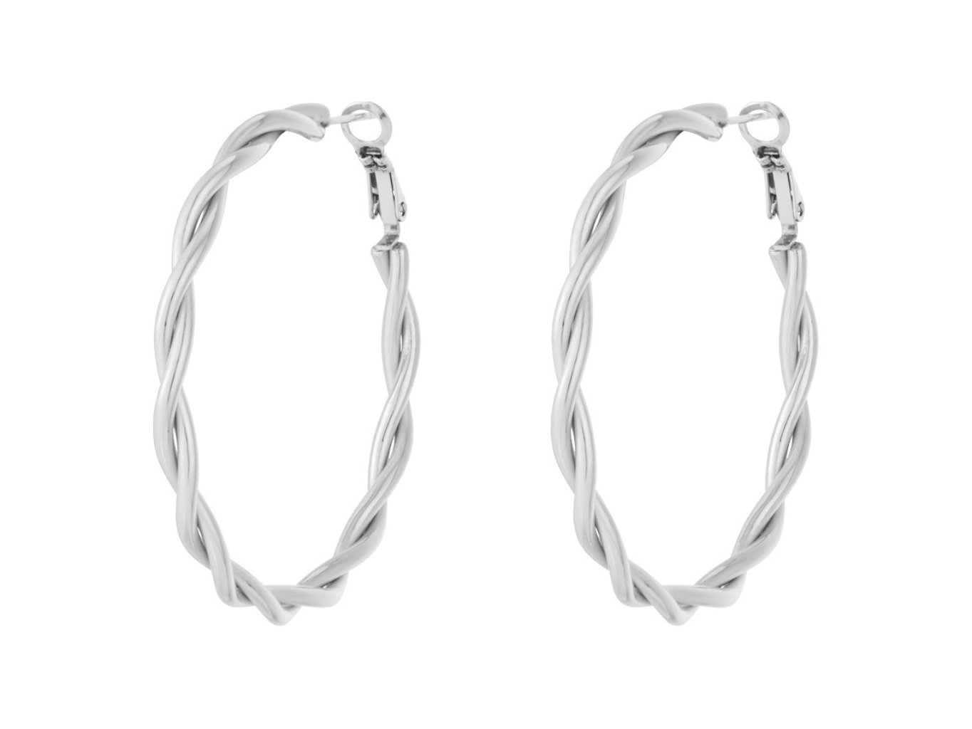 Levně SYLVIENE Náušnice kruhy TWISTED Silver 5 cm