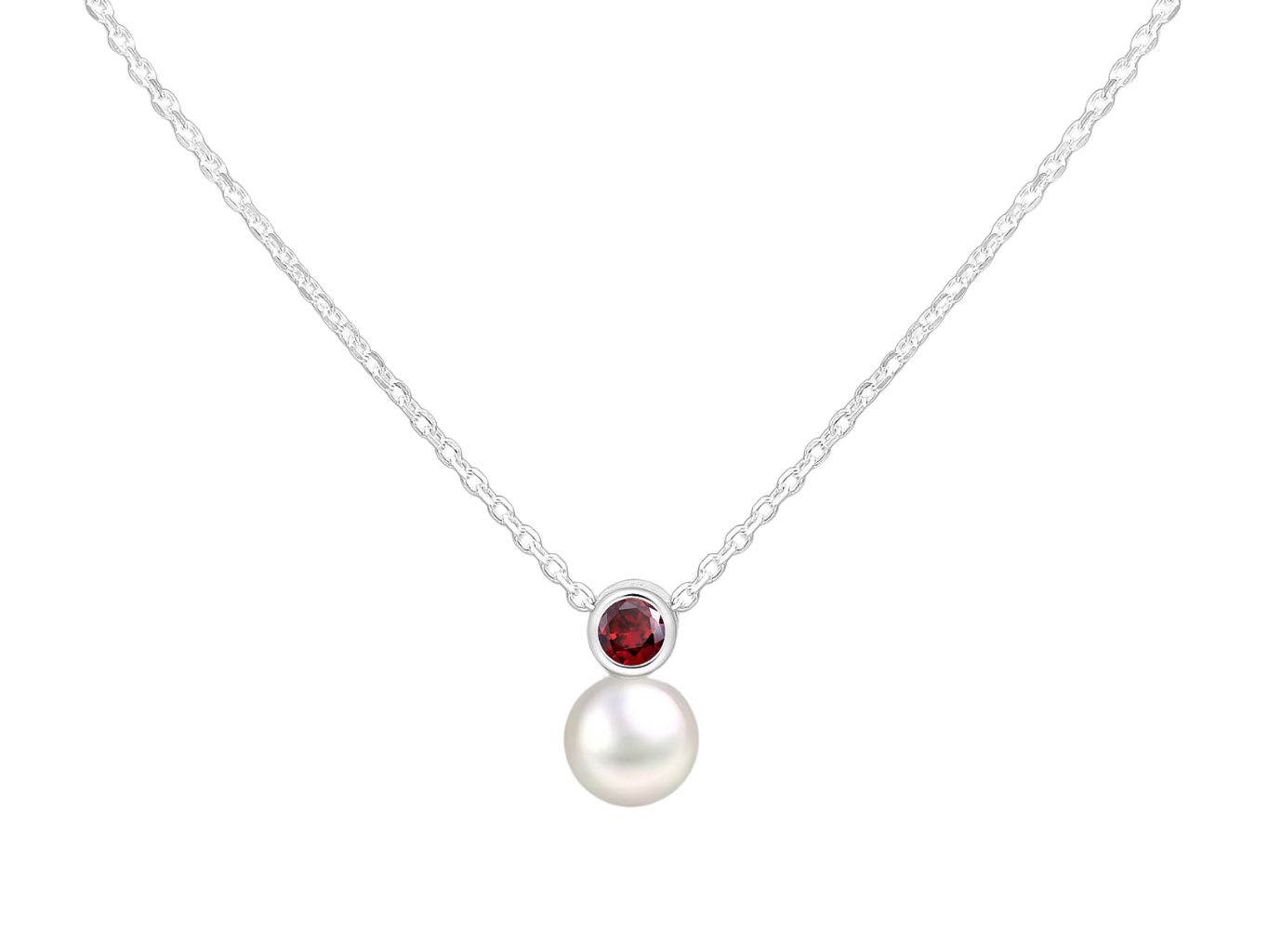 Levně SYLVIENE Stříbrný náhrdelník Birthstone s perličkou Leden Ag 925/1000