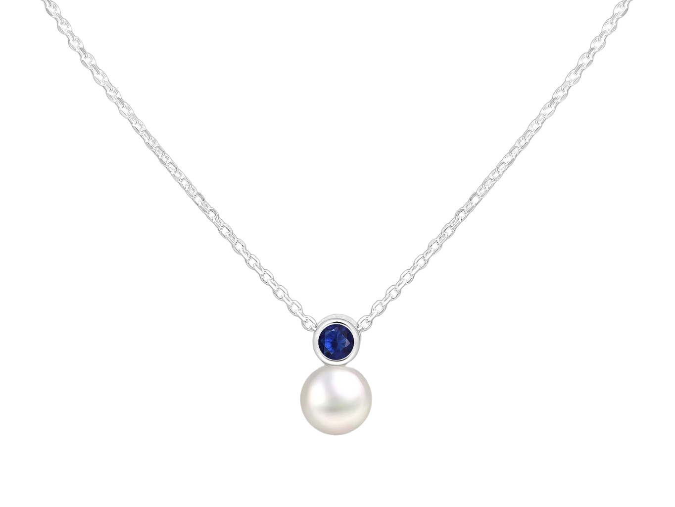 Levně SYLVIENE Stříbrný náhrdelník Birthstone s perličkou Září Ag 925/1000