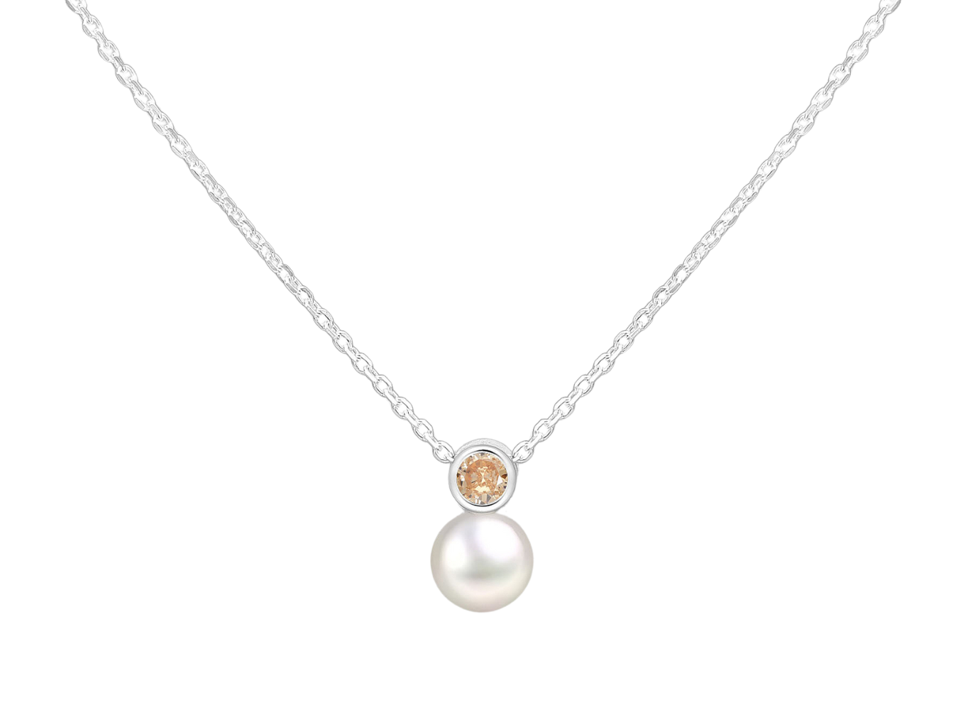 Levně SYLVIENE Stříbrný náhrdelník Birthstone s perličkou Listopad Ag 925/1000