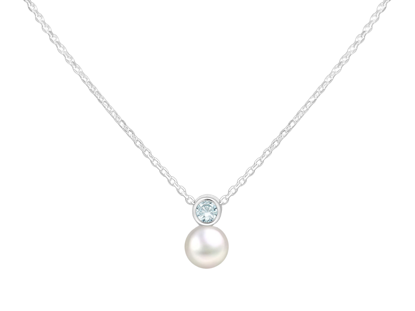 Levně SYLVIENE Stříbrný náhrdelník Birthstone s perličkou Prosinec Ag 925/1000