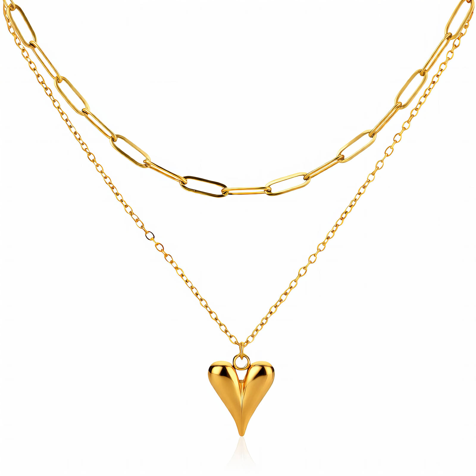 Levně SYLVIENE Dvojitý náhrdelník CHAIN with HEART Gold