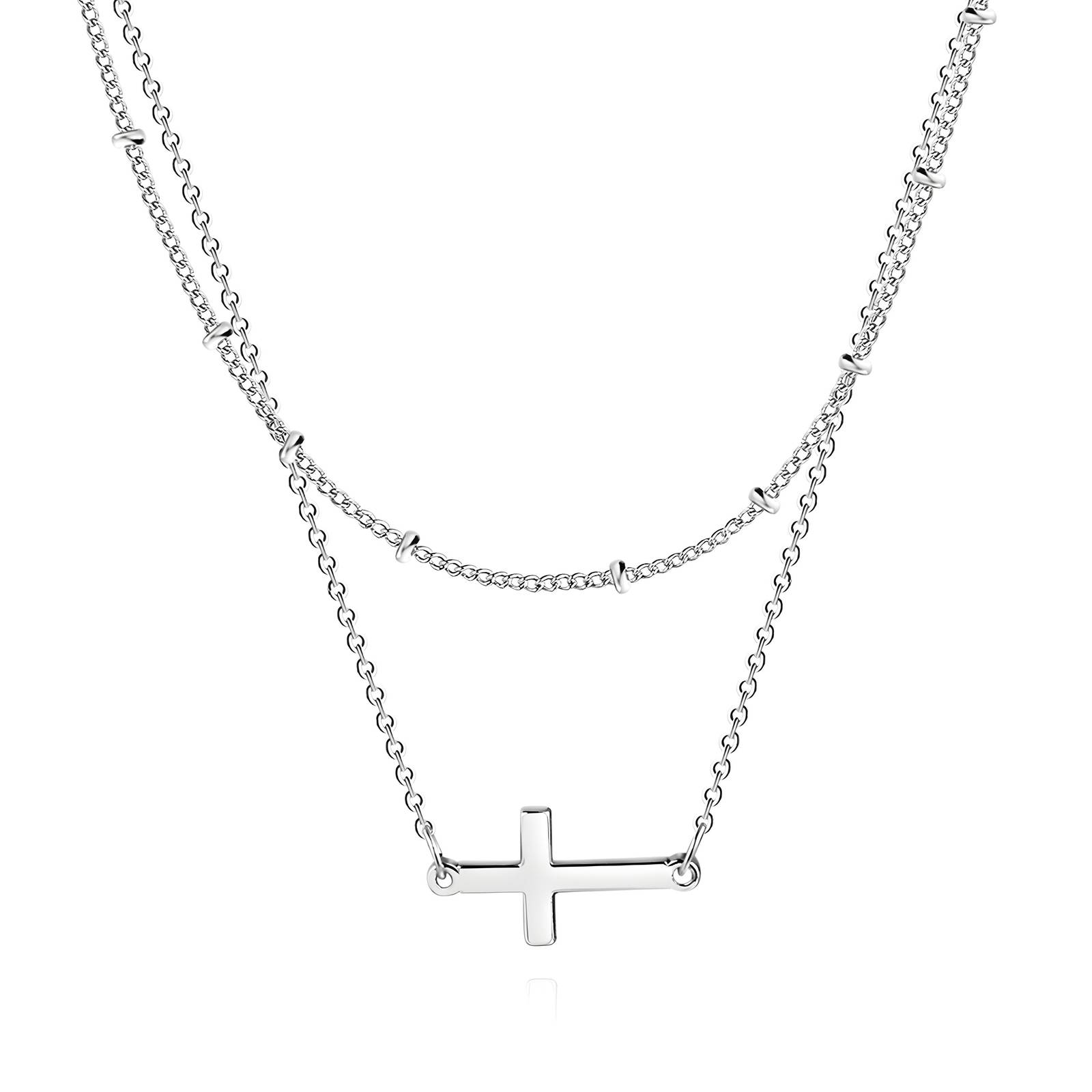 Levně SYLVIENE Dvojitý náhrdelník CROSS Silver