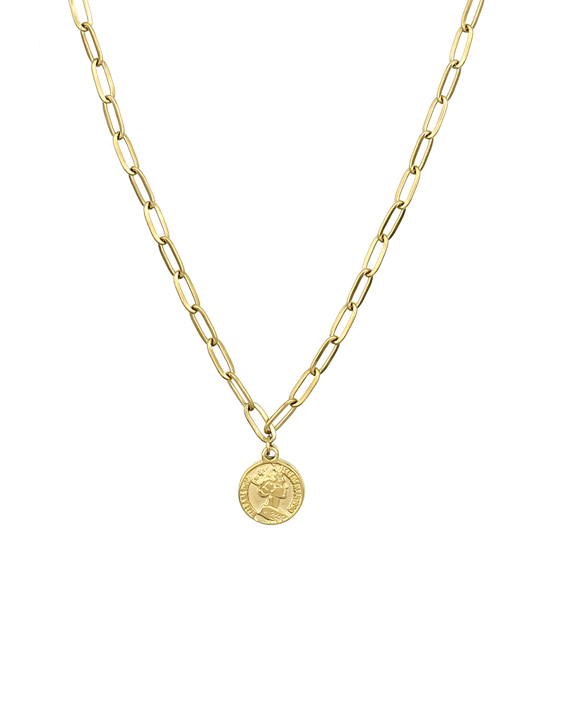 Levně Mint15 Náhrdelník Chain & Coin Gold - z voděodolné chirurgické oceli, která ti nezčerná ani nezmění barvu