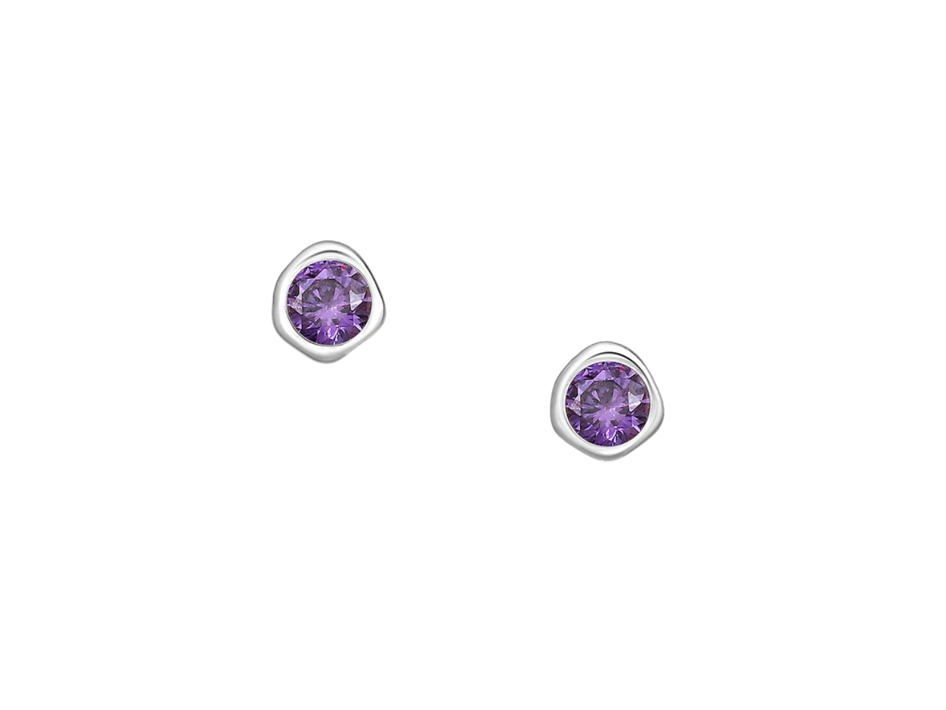 Levně SYLVIENE Stříbrné náušnice Birthstone Únor Ag 925/1000