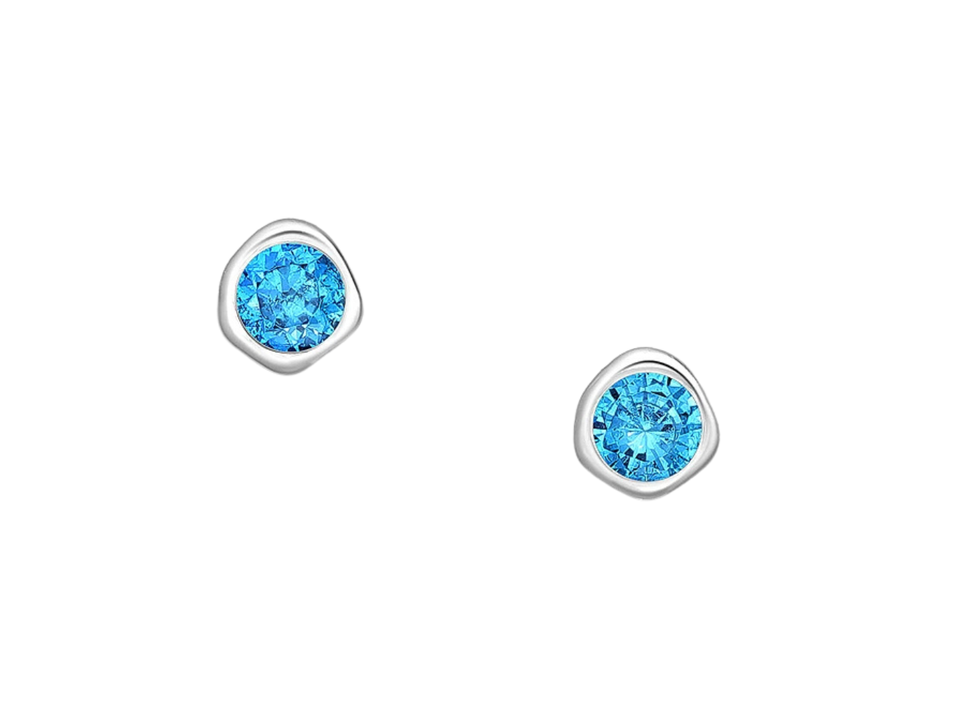 Levně SYLVIENE Stříbrné náušnice Birthstone Březen Ag 925/1000