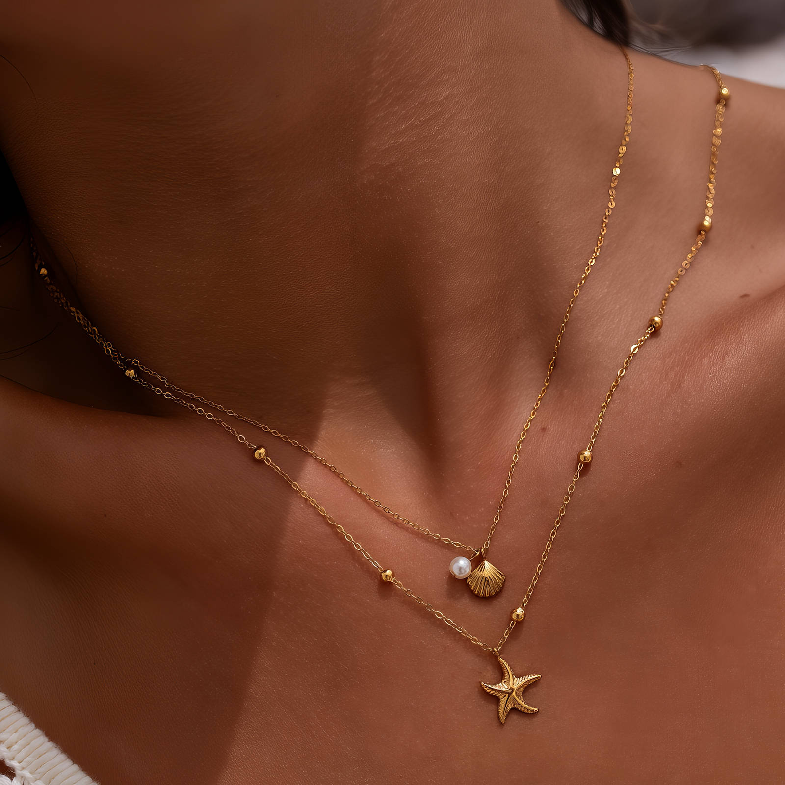 SYLVIENE Dvojitý náhrdelník SEA CHARM Gold
